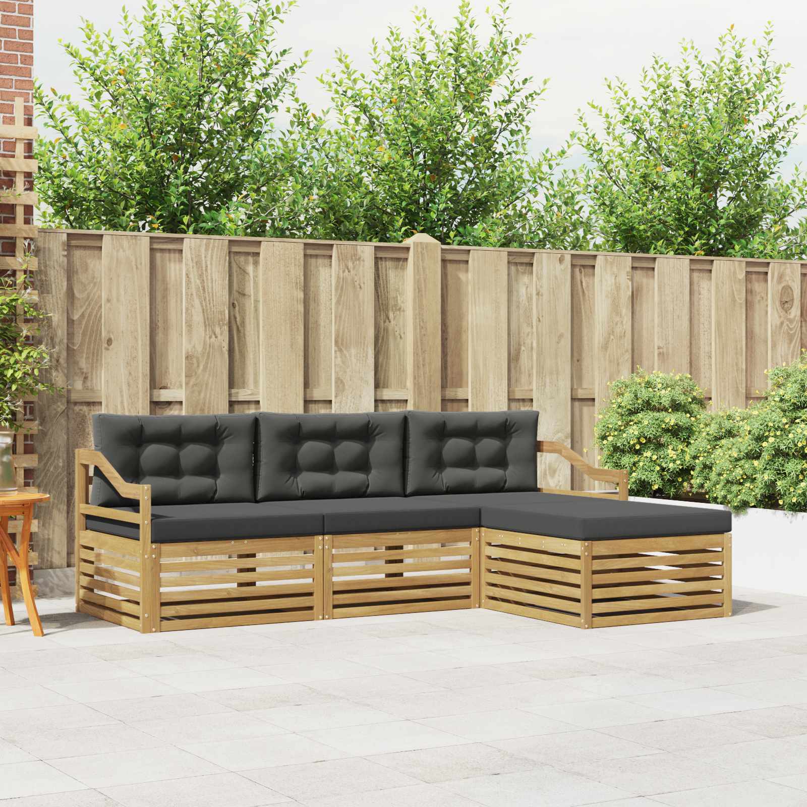 vidaXL Buiten bankenset 4 pcs Naturel
