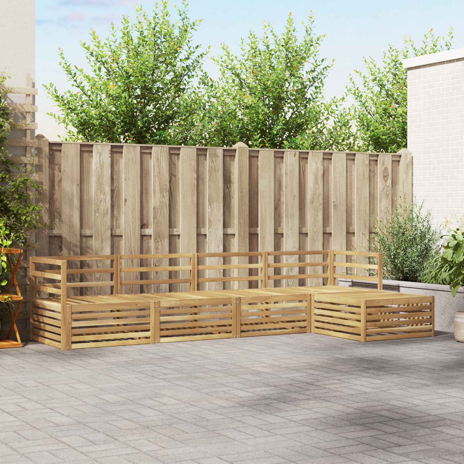 vidaXL Buiten bankenset 5 pcs Naturel