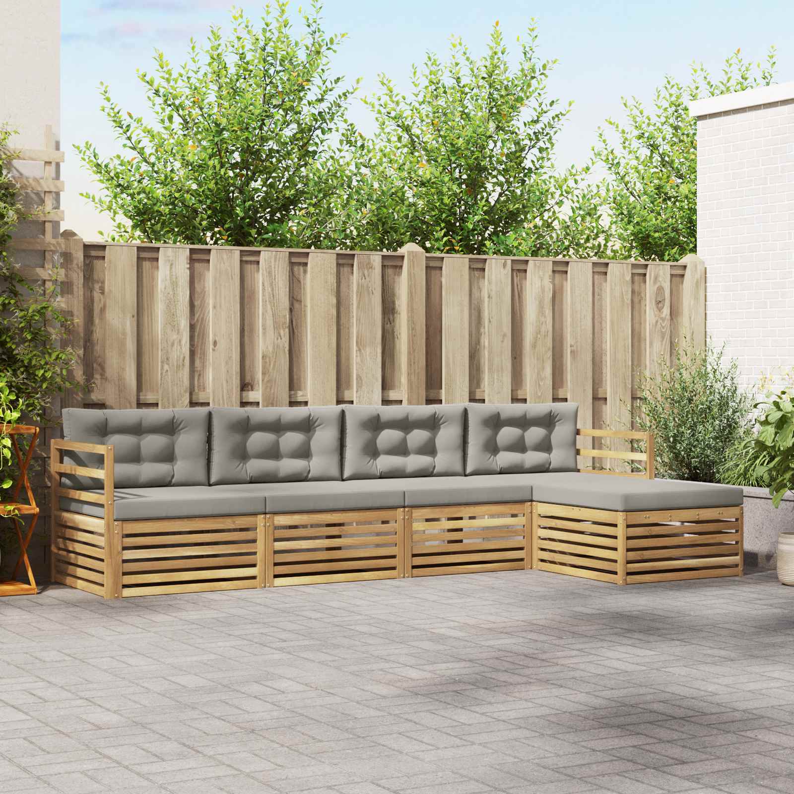 vidaXL Buiten bankenset 5 pcs Naturel