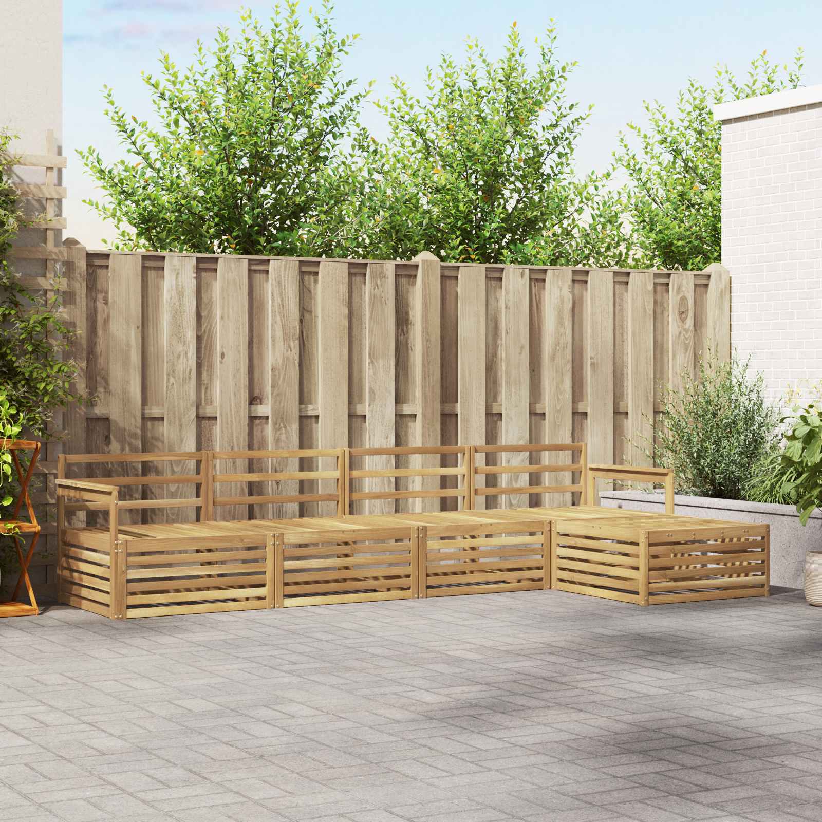 vidaXL Buiten bankenset 5 pcs Naturel