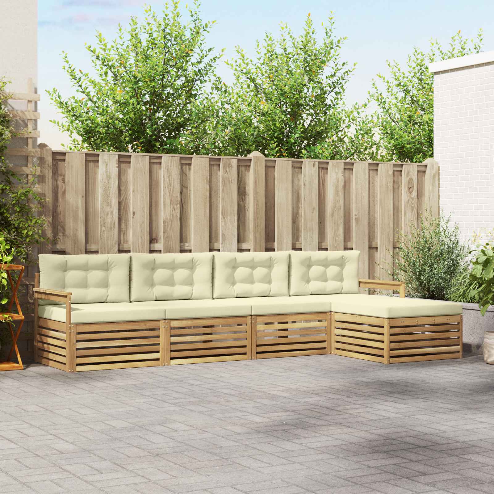 vidaXL Buiten bankenset 5 pcs Naturel