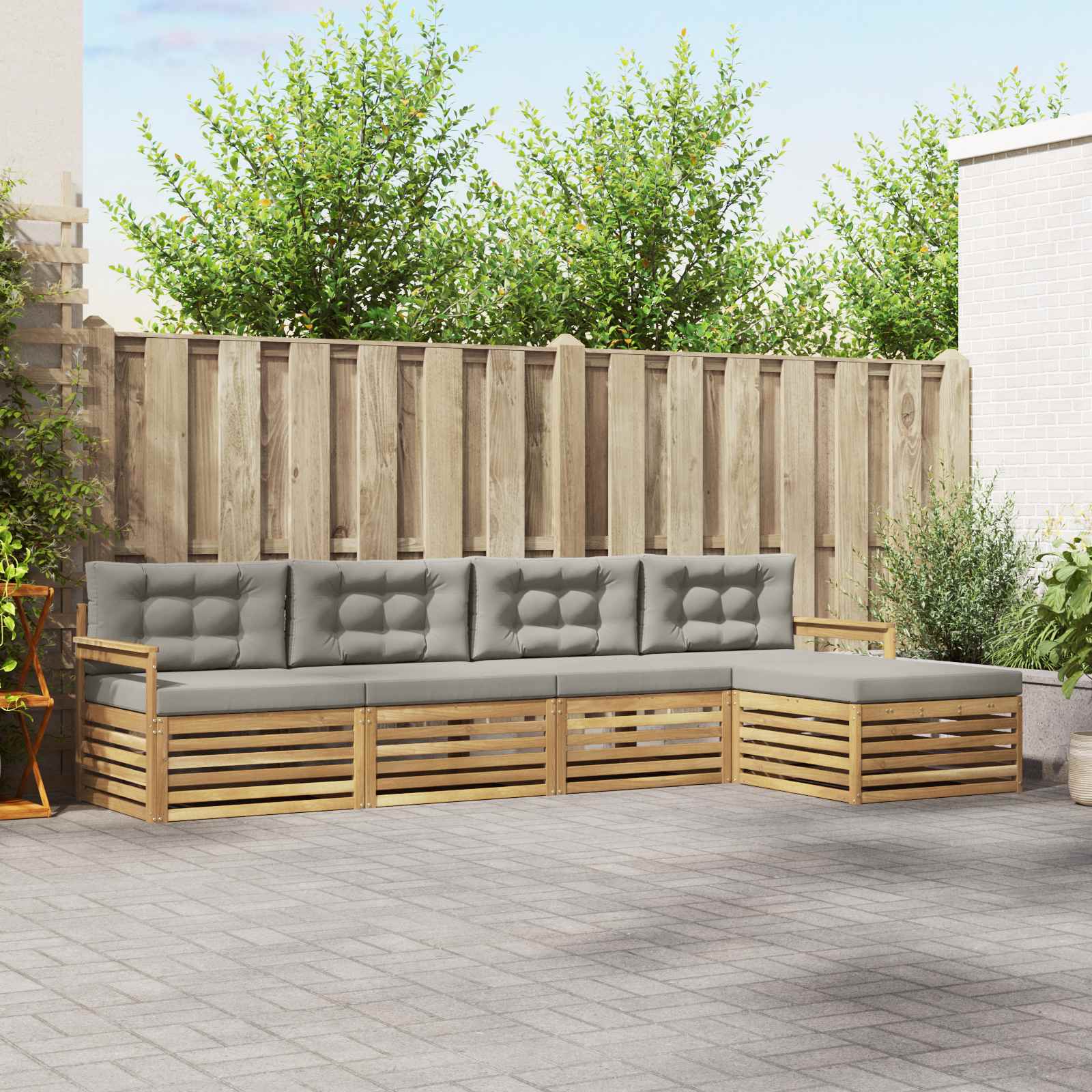 vidaXL Buiten bankenset 5 pcs Naturel