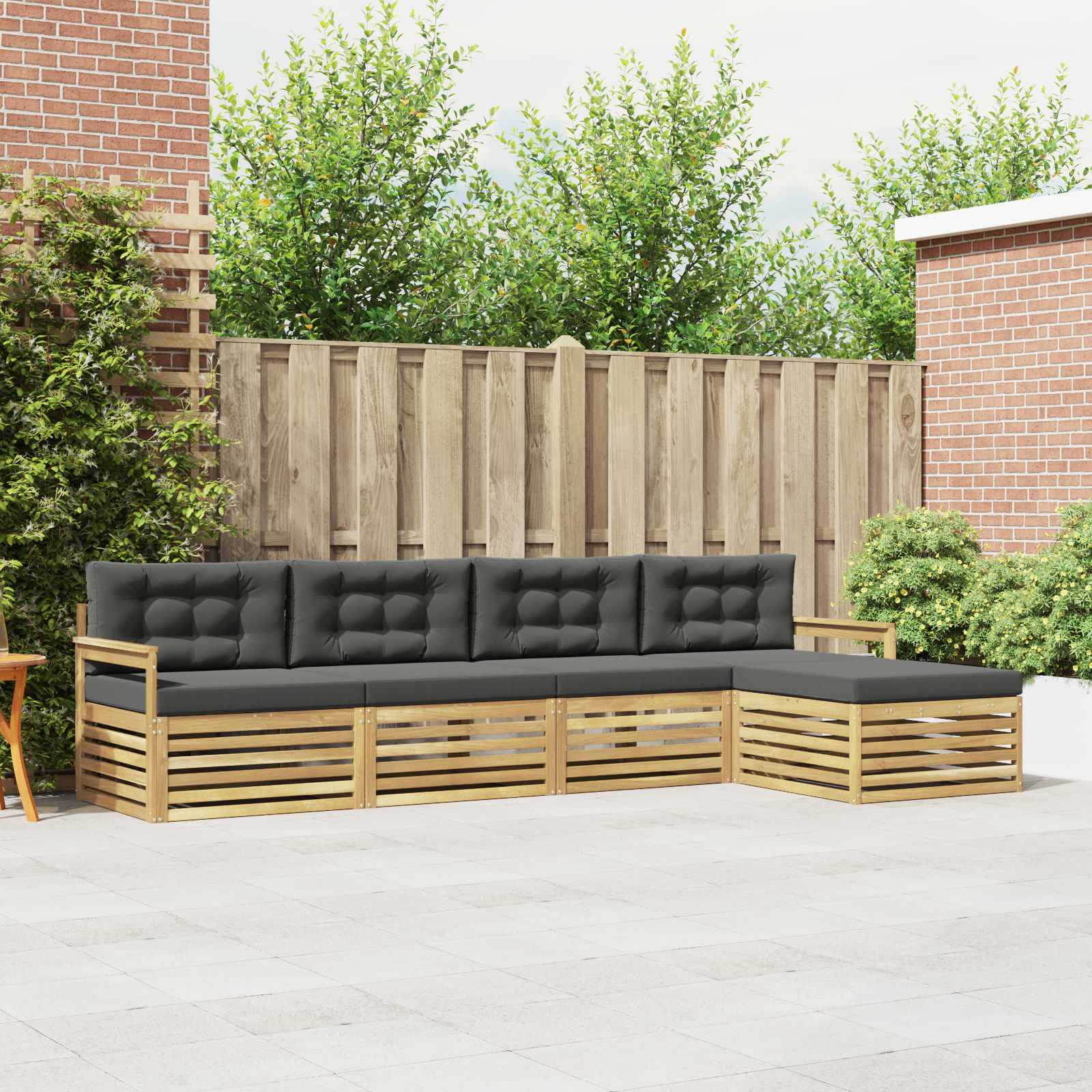 vidaXL Buiten bankenset 5 pcs Naturel