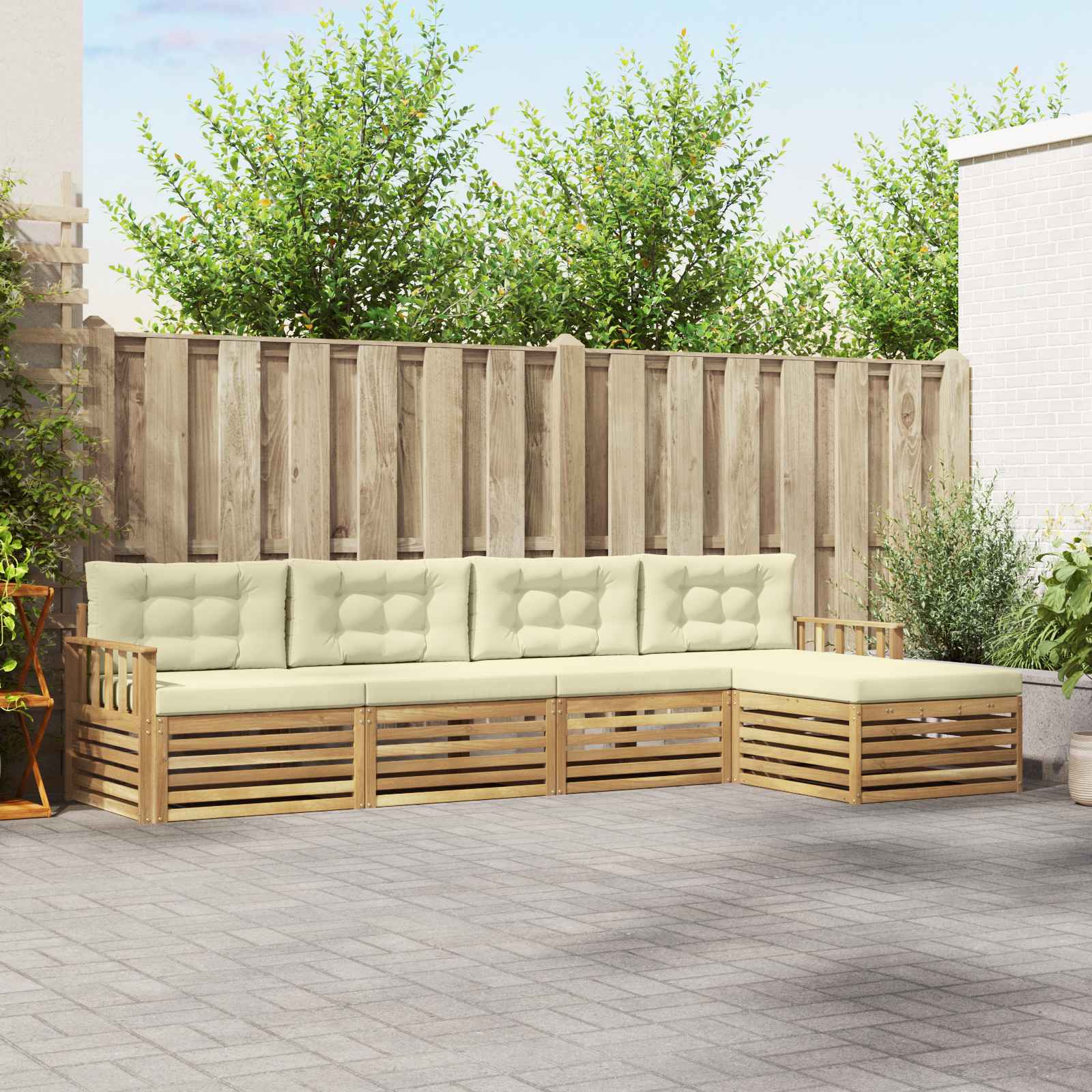 vidaXL Buiten bankenset 5 pcs Naturel