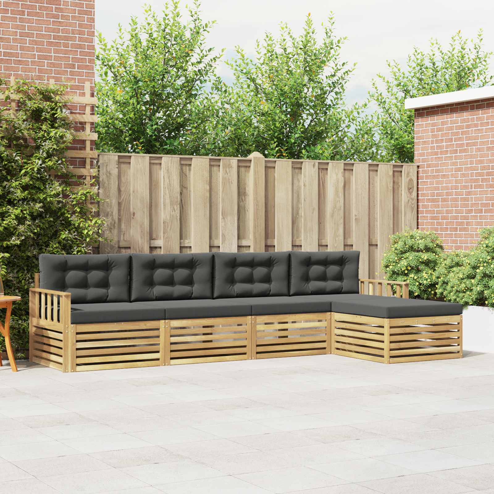 vidaXL Buiten bankenset 5 pcs Naturel