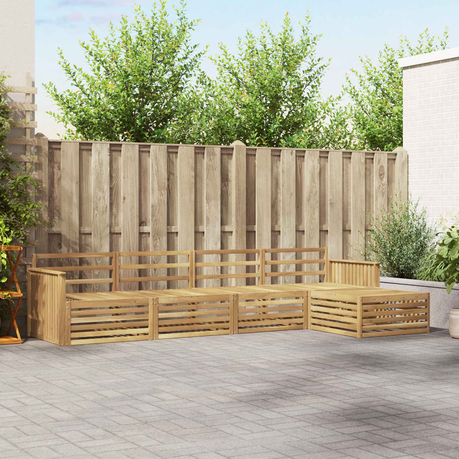 vidaXL Buiten bankenset 5 pcs Naturel