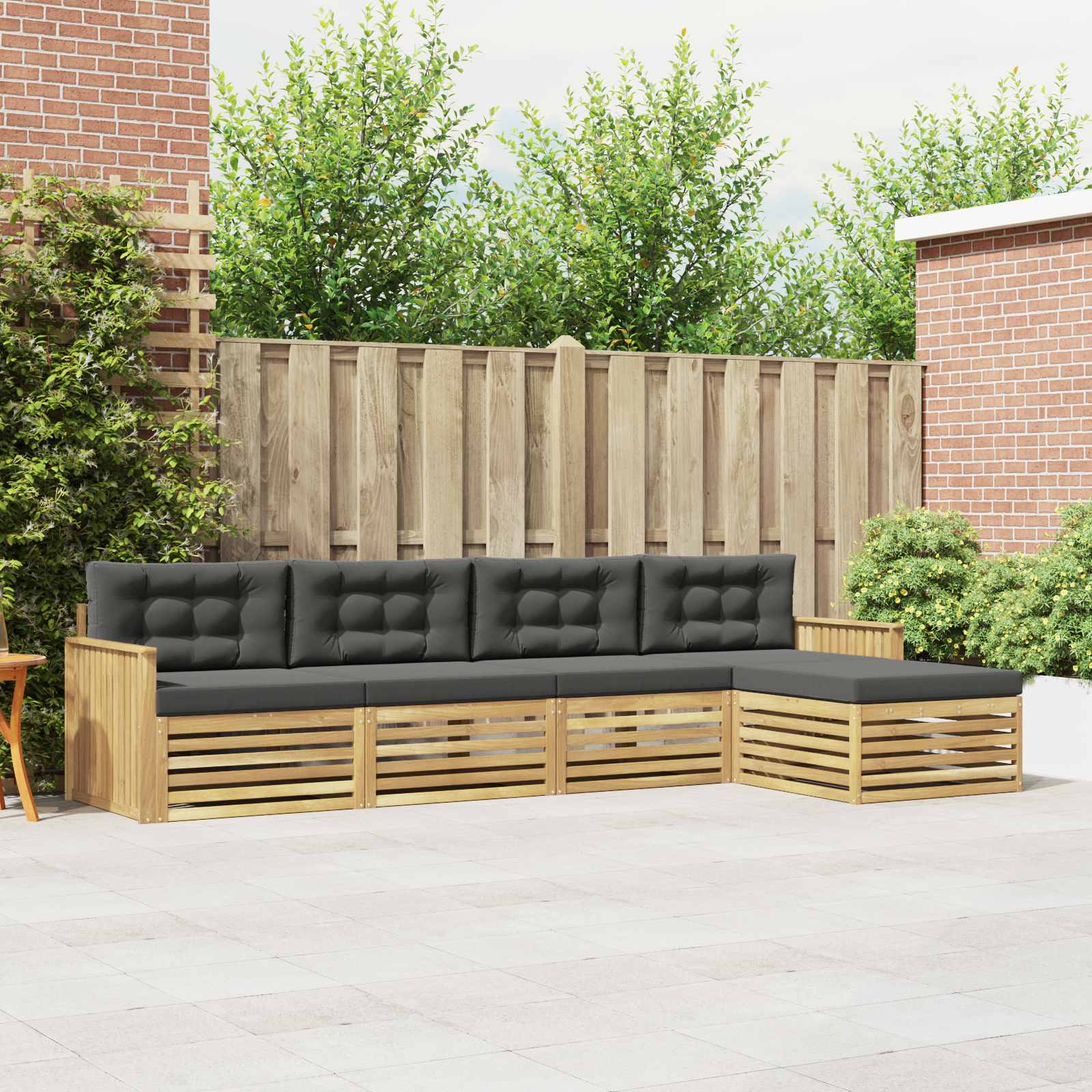 vidaXL Buiten bankenset 5 pcs Naturel