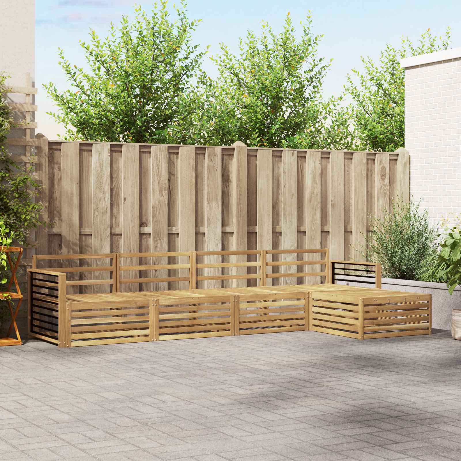 vidaXL Buiten bankenset 5 pcs Naturel