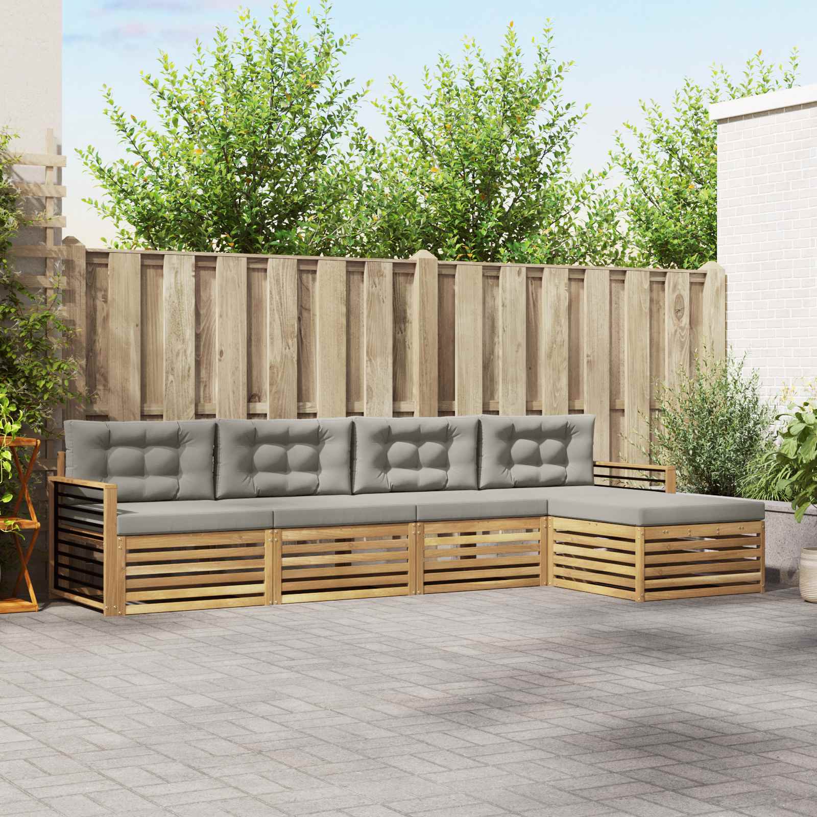 vidaXL Buiten bankenset 5 pcs Naturel