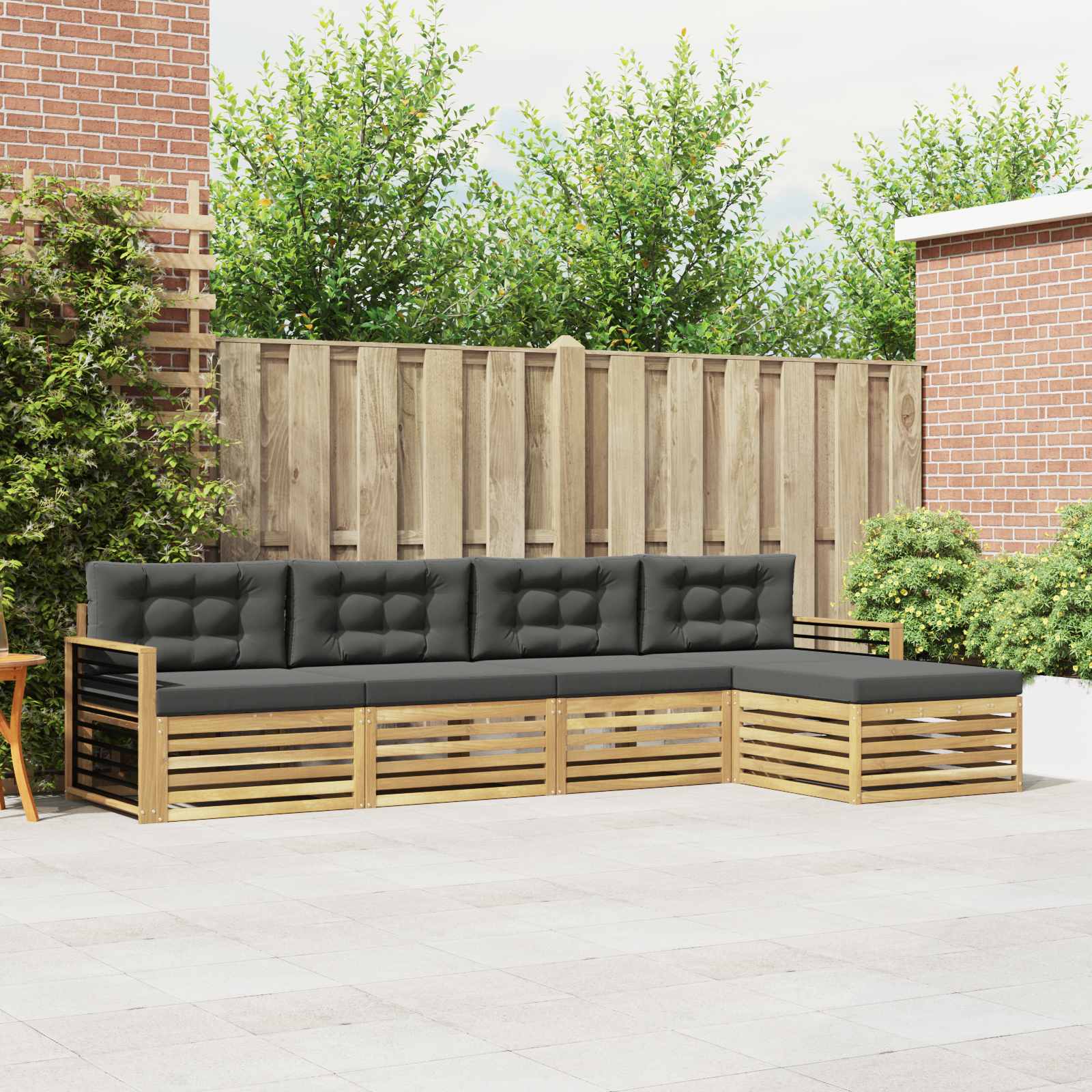 vidaXL Buiten bankenset 5 pcs Naturel