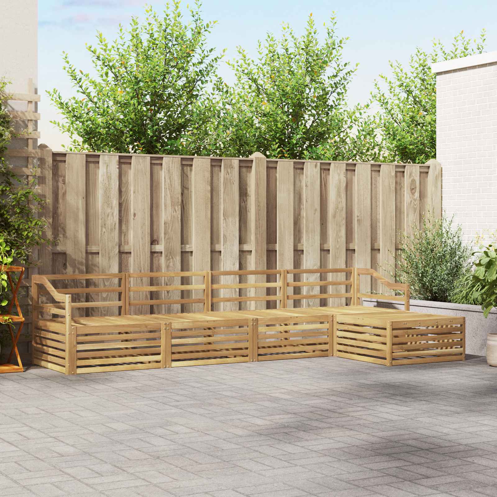 vidaXL Buiten bankenset 5 pcs Naturel