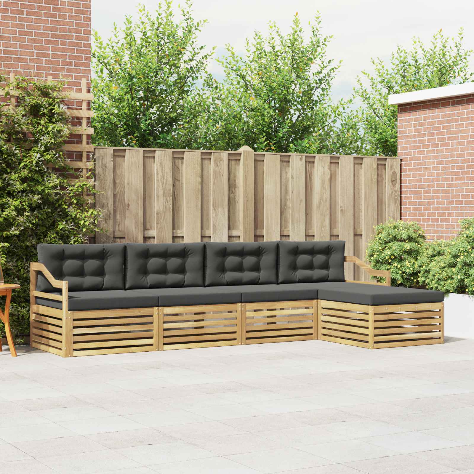 vidaXL Buiten bankenset 5 pcs Naturel