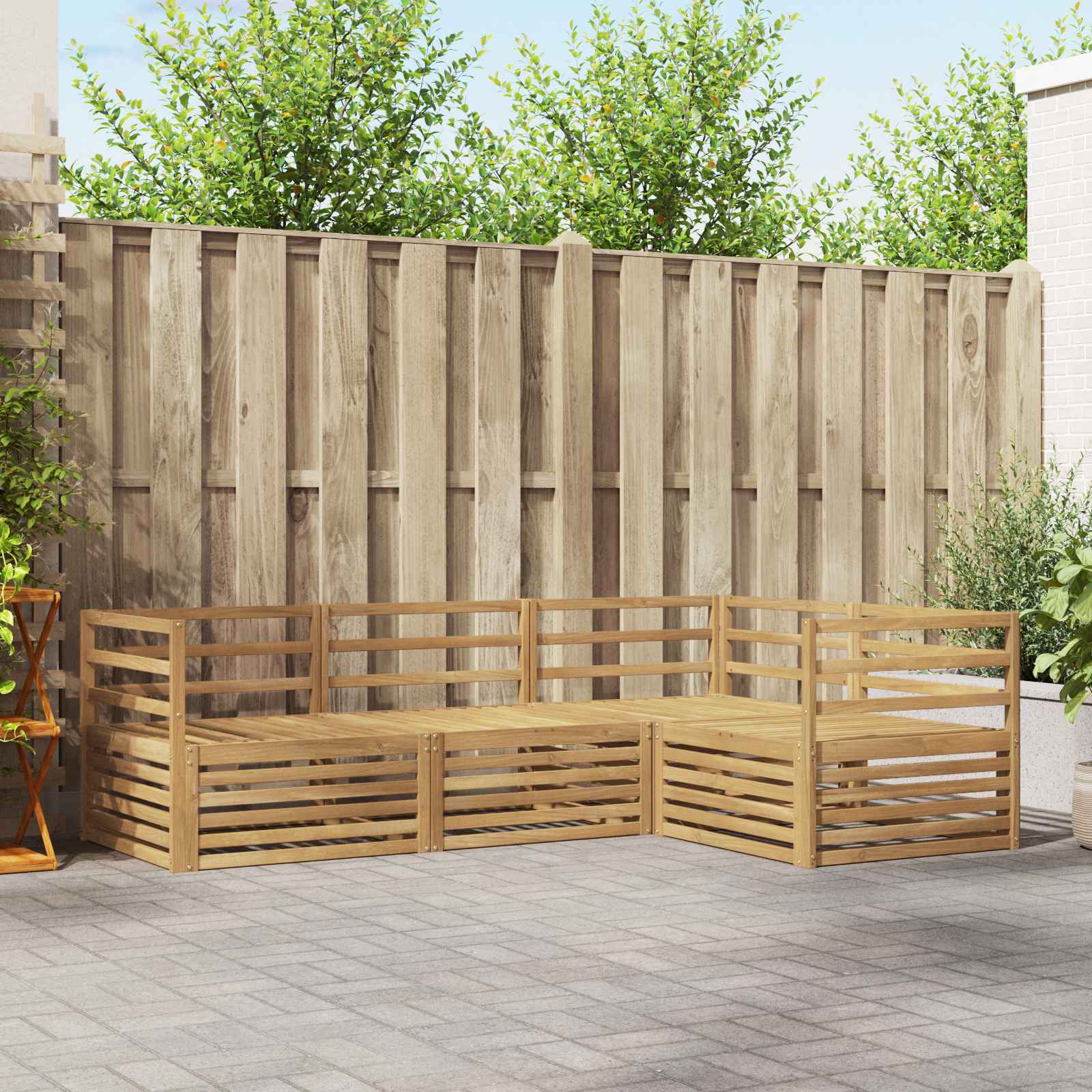 vidaXL Buiten bankenset 4 pcs Naturel