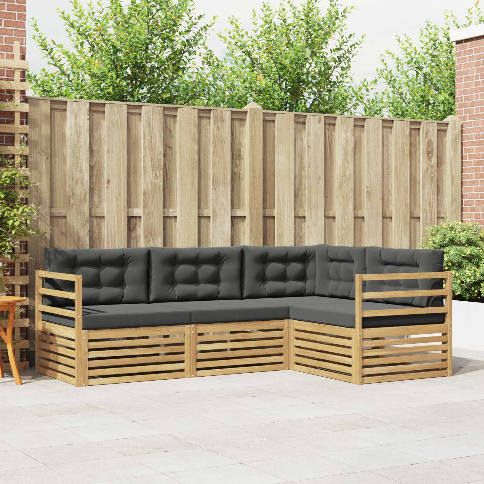 vidaXL Buiten bankenset 4 pcs Naturel