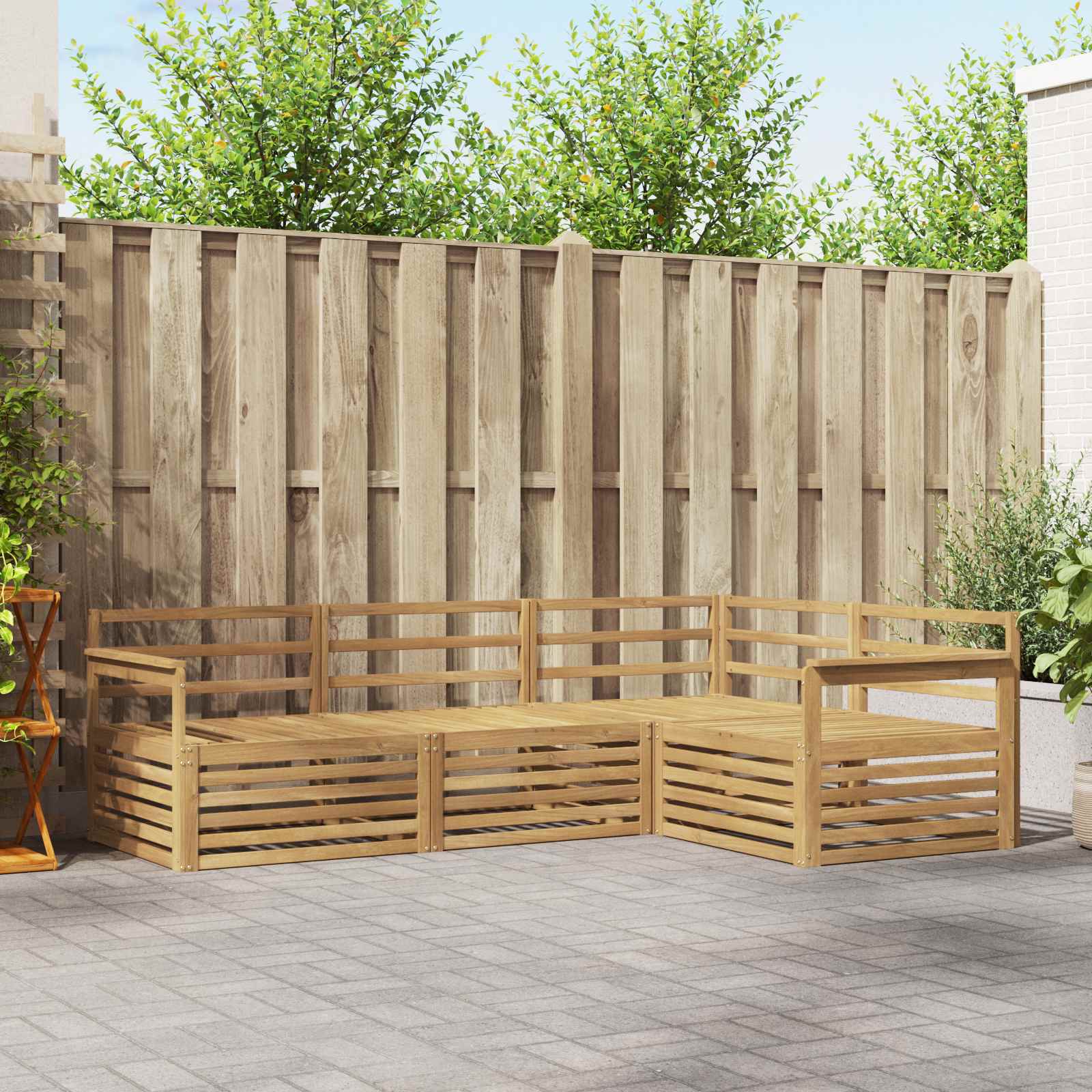 vidaXL Buiten bankenset 4 pcs Naturel