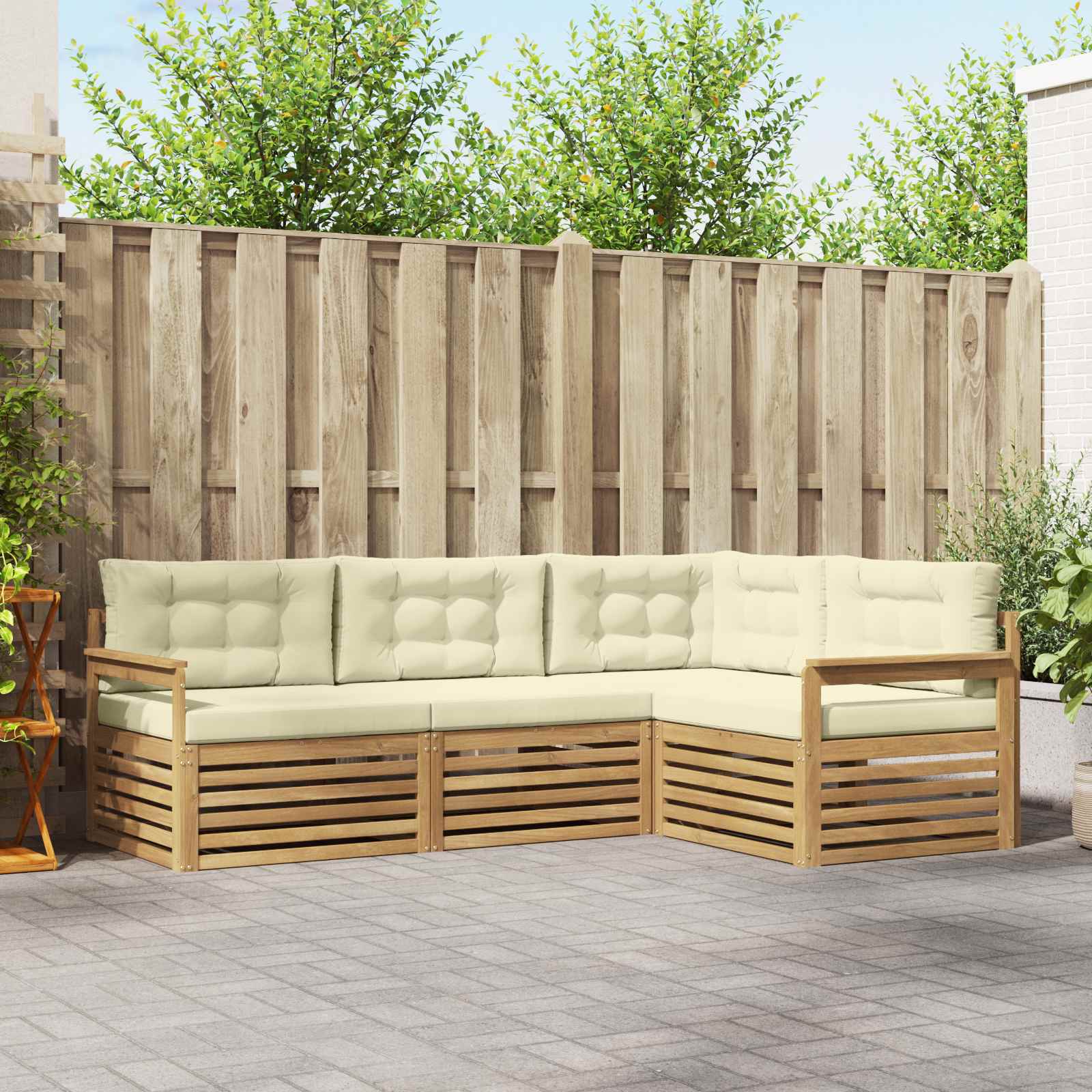vidaXL Buiten bankenset 4 pcs Naturel