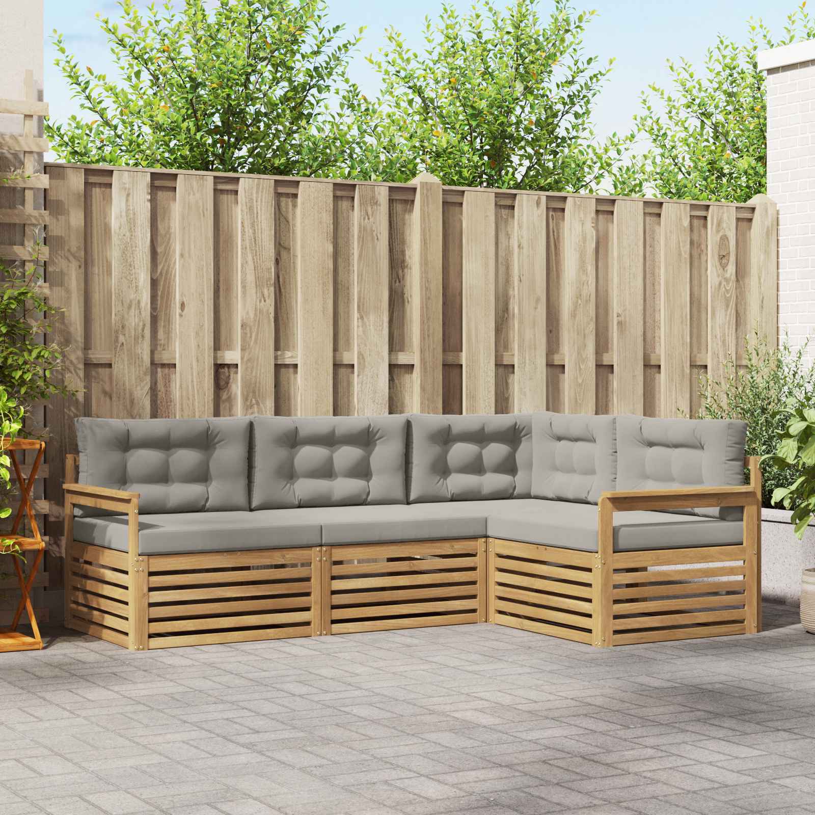 vidaXL Buiten bankenset 4 pcs Naturel