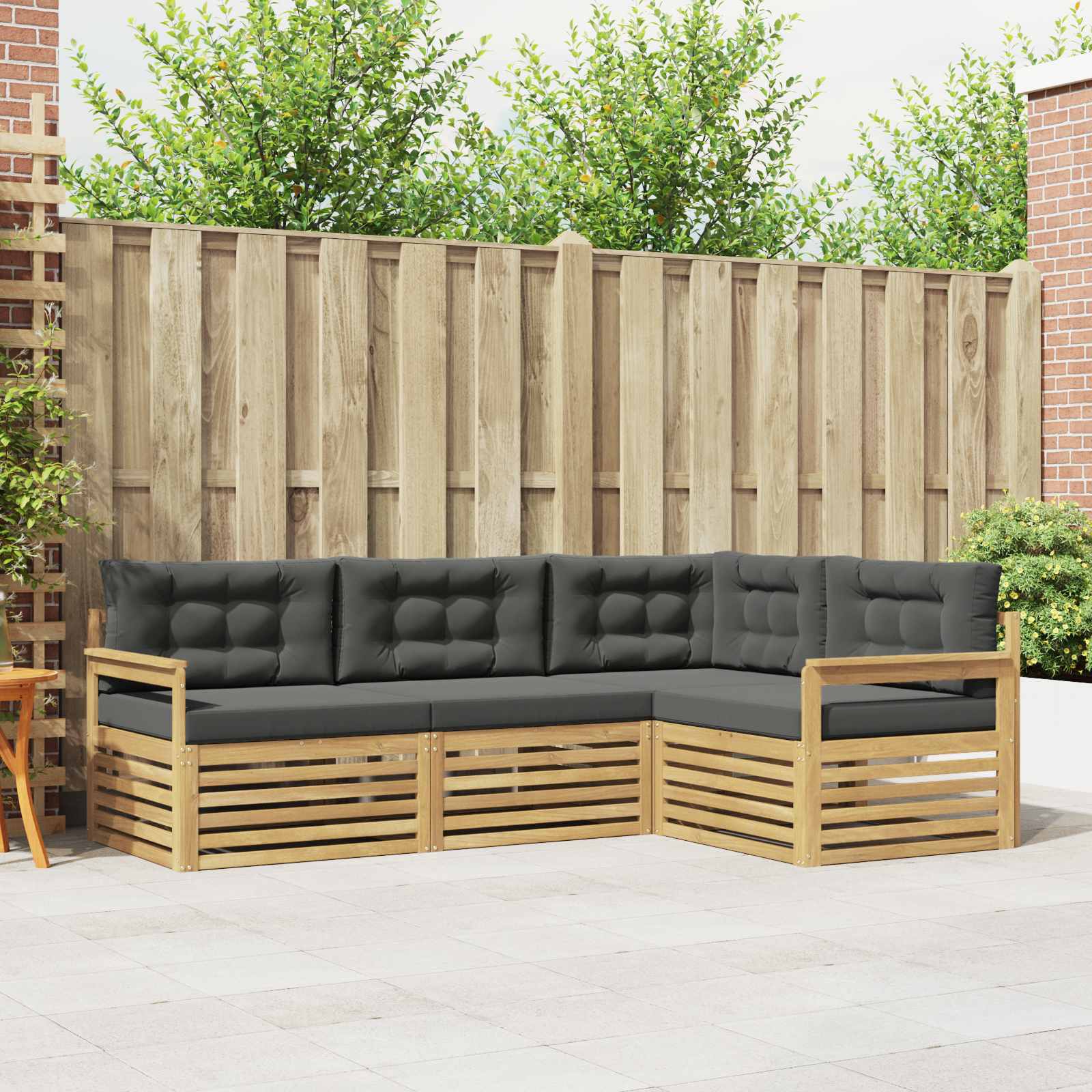 vidaXL Buiten bankenset 4 pcs Naturel