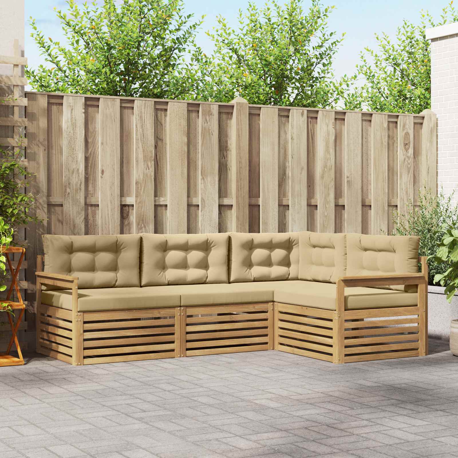 vidaXL Buiten bankenset 4 pcs Naturel