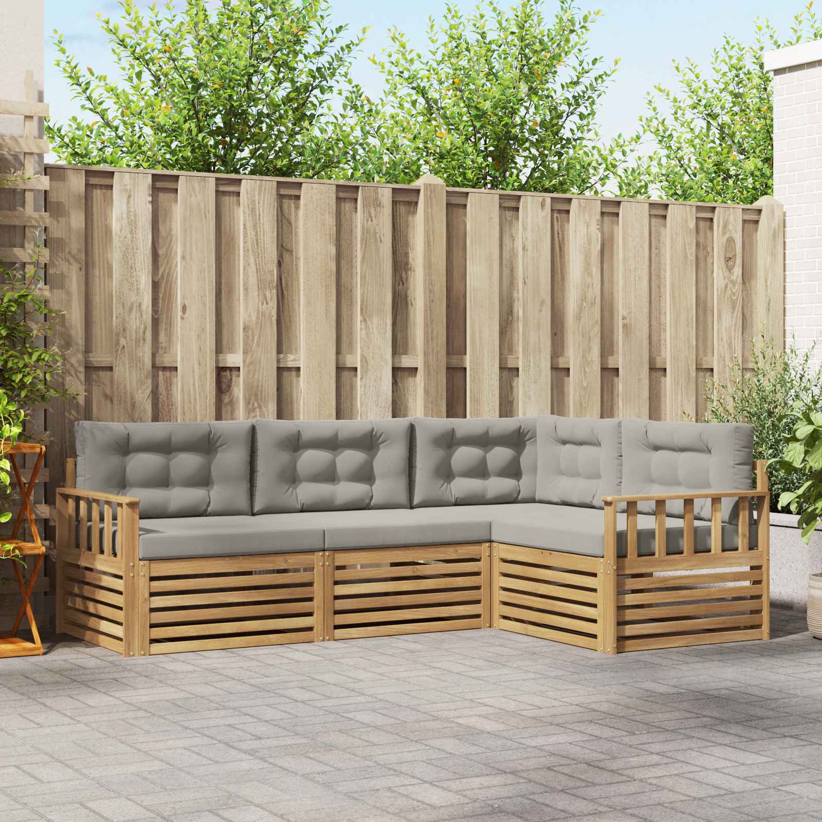 vidaXL Buiten bankenset 4 pcs Naturel