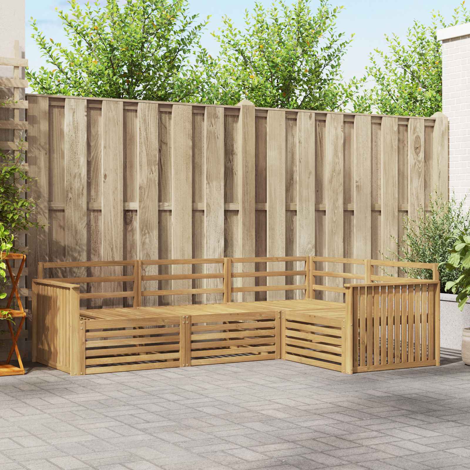 vidaXL Buiten bankenset 4 pcs Naturel