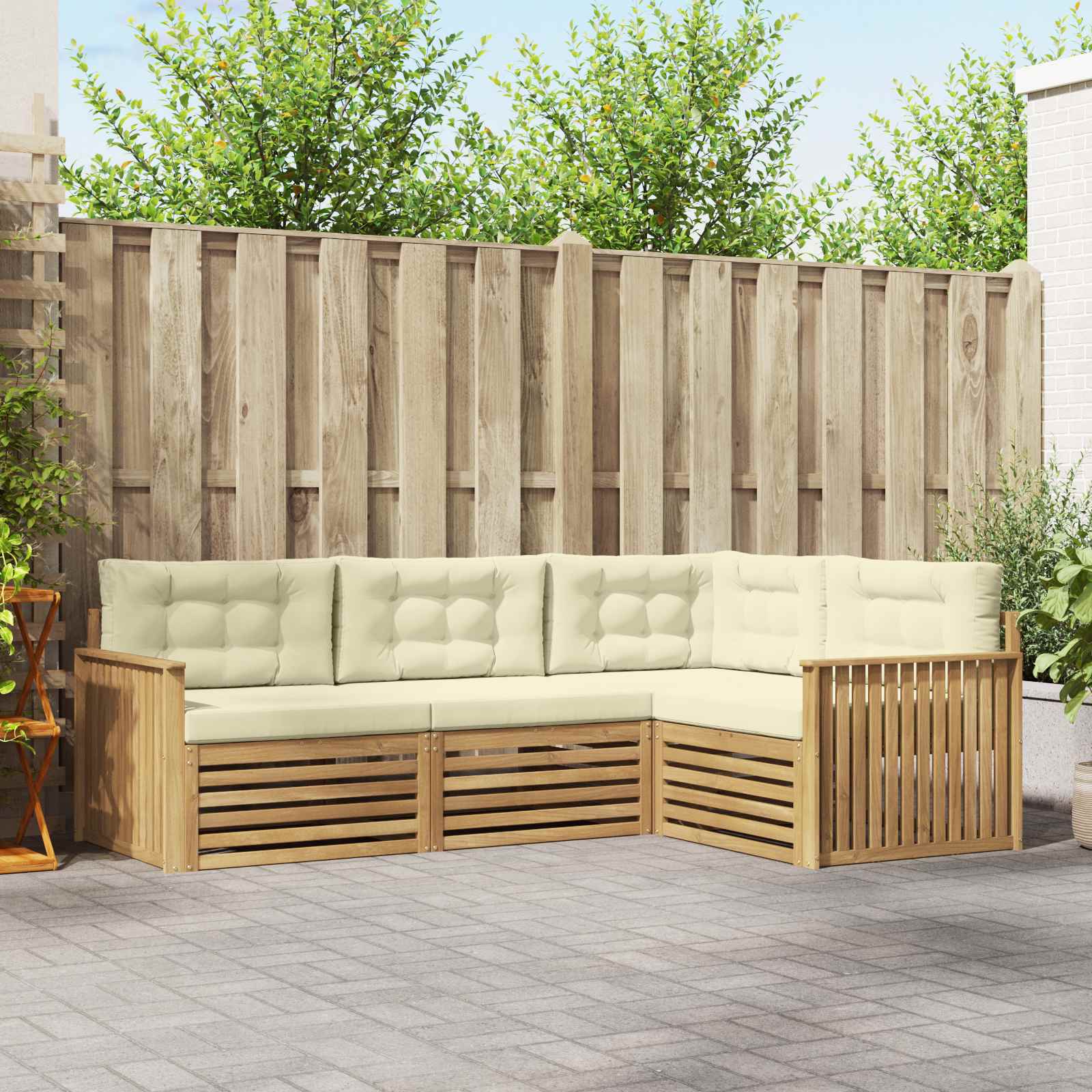 vidaXL Buiten bankenset 4 pcs Naturel