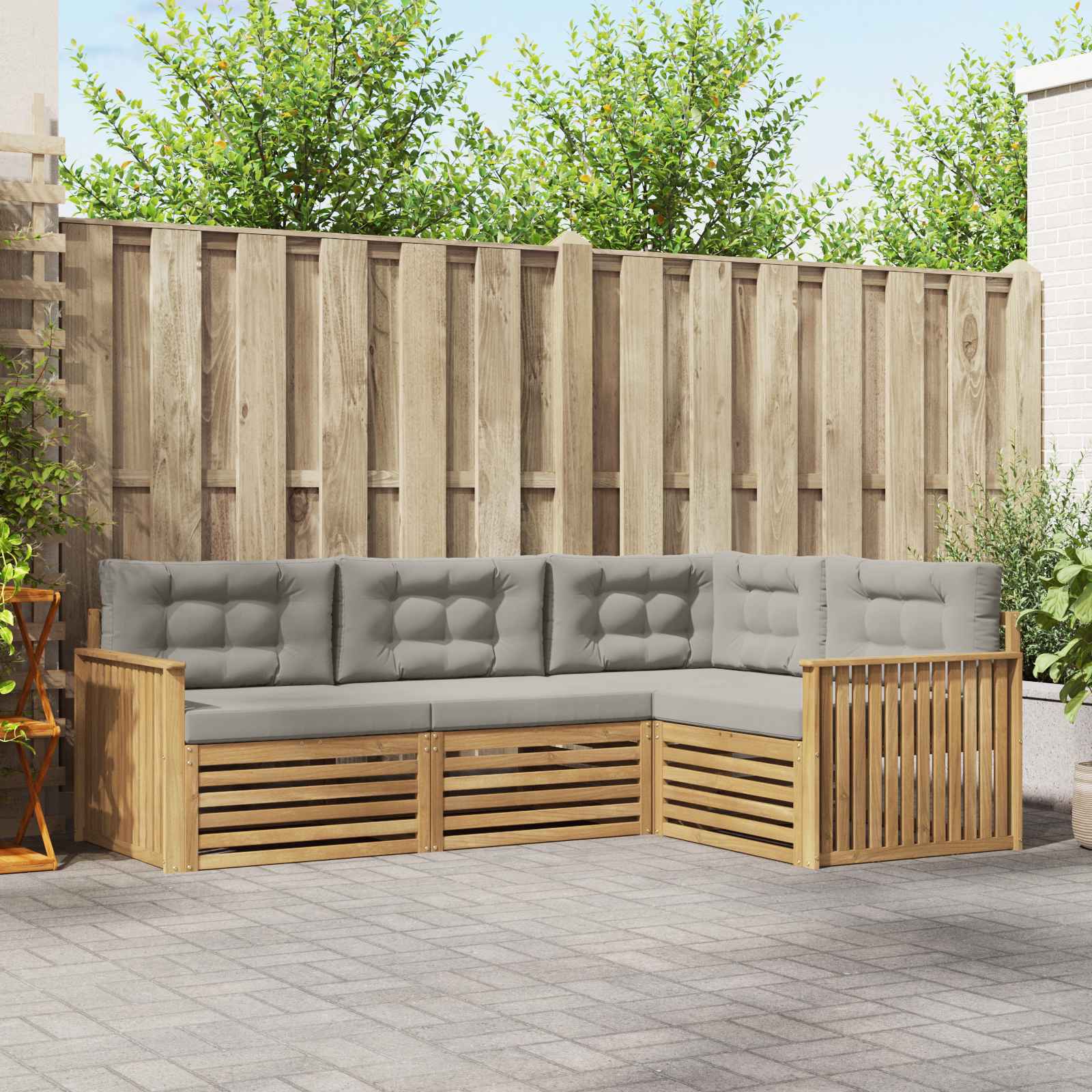 vidaXL Buiten bankenset 4 pcs Naturel