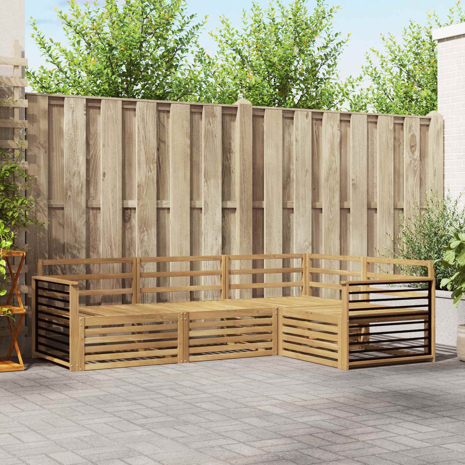 vidaXL Buiten bankenset 4 pcs Naturel