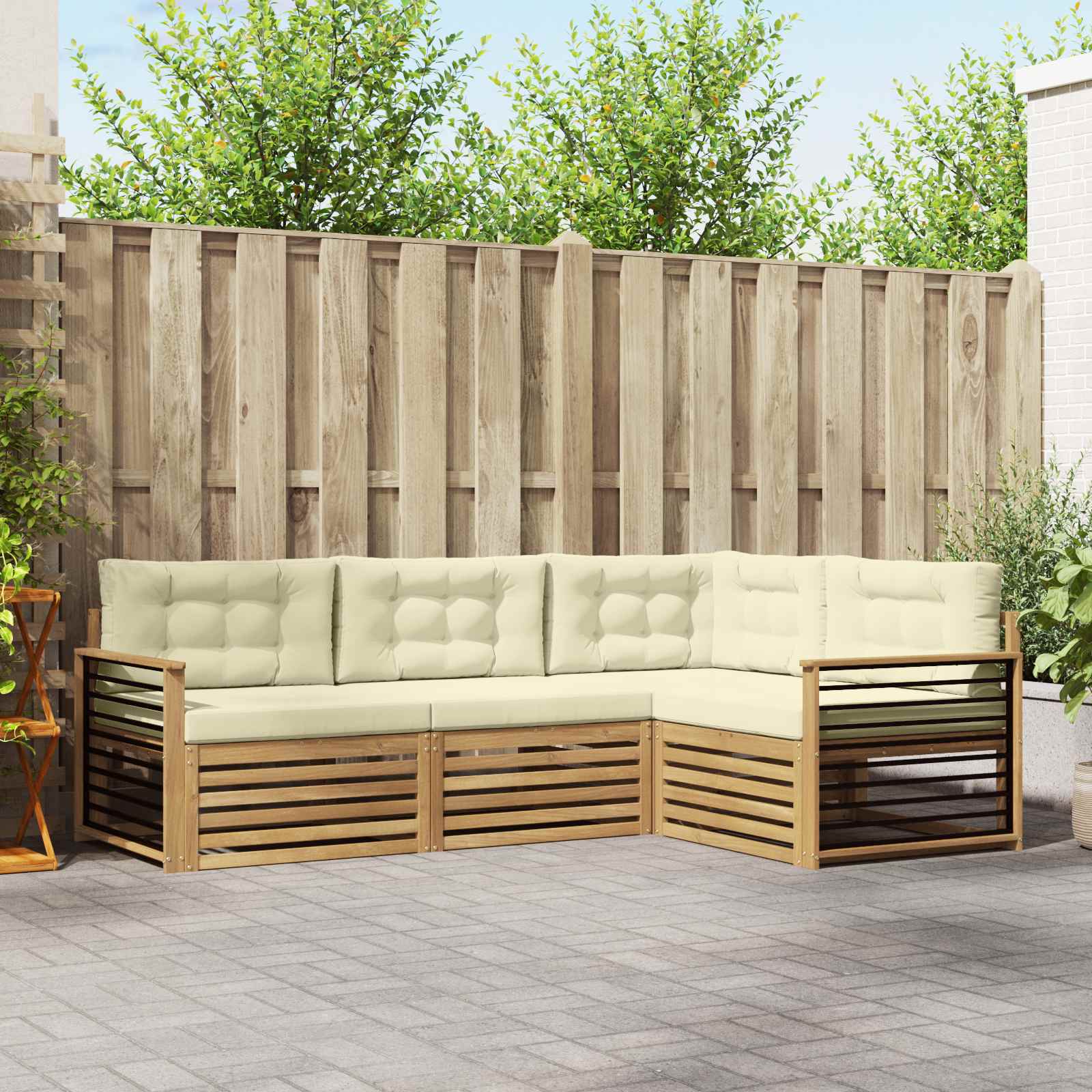 vidaXL Buiten bankenset 4 pcs Naturel