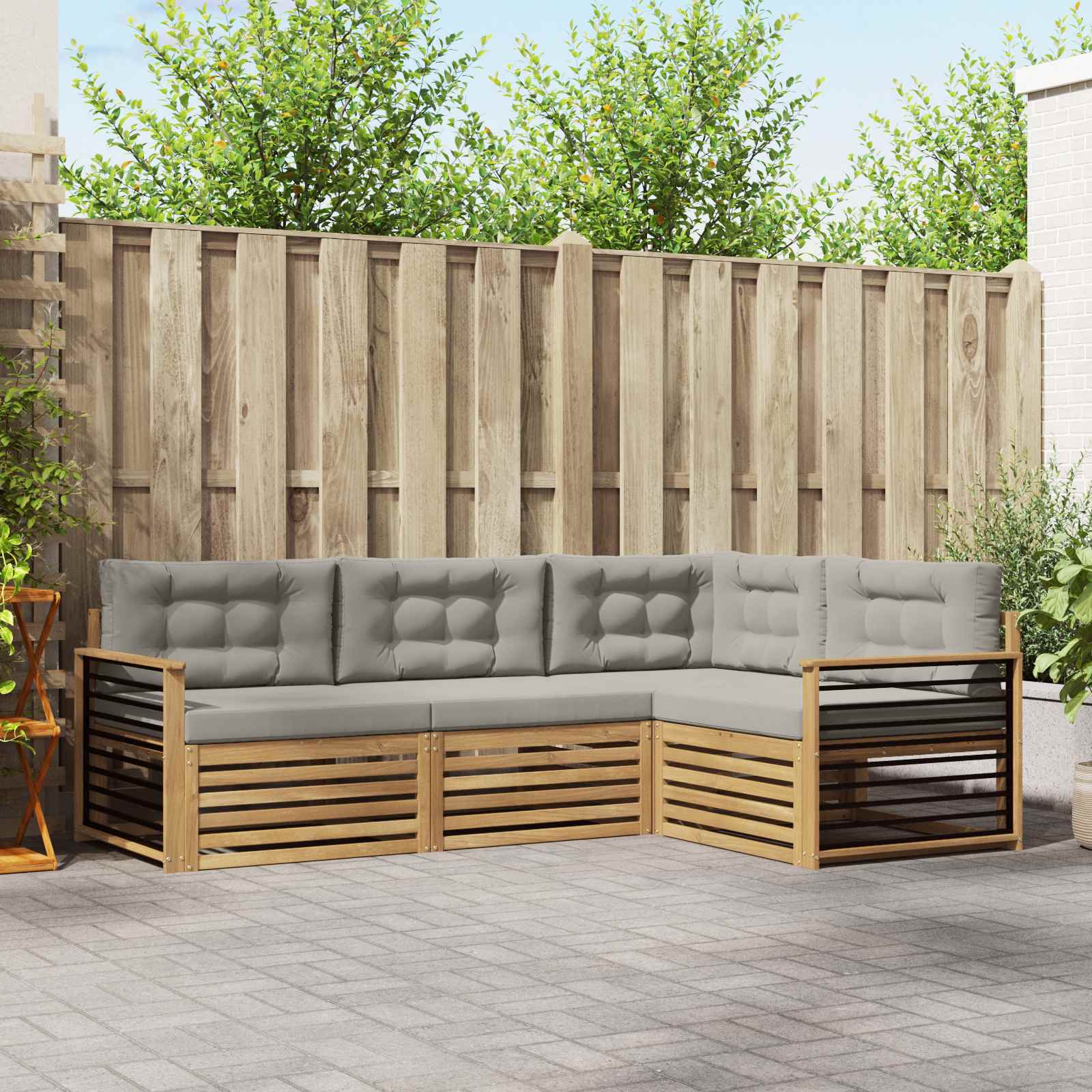 vidaXL Buiten bankenset 4 pcs Naturel