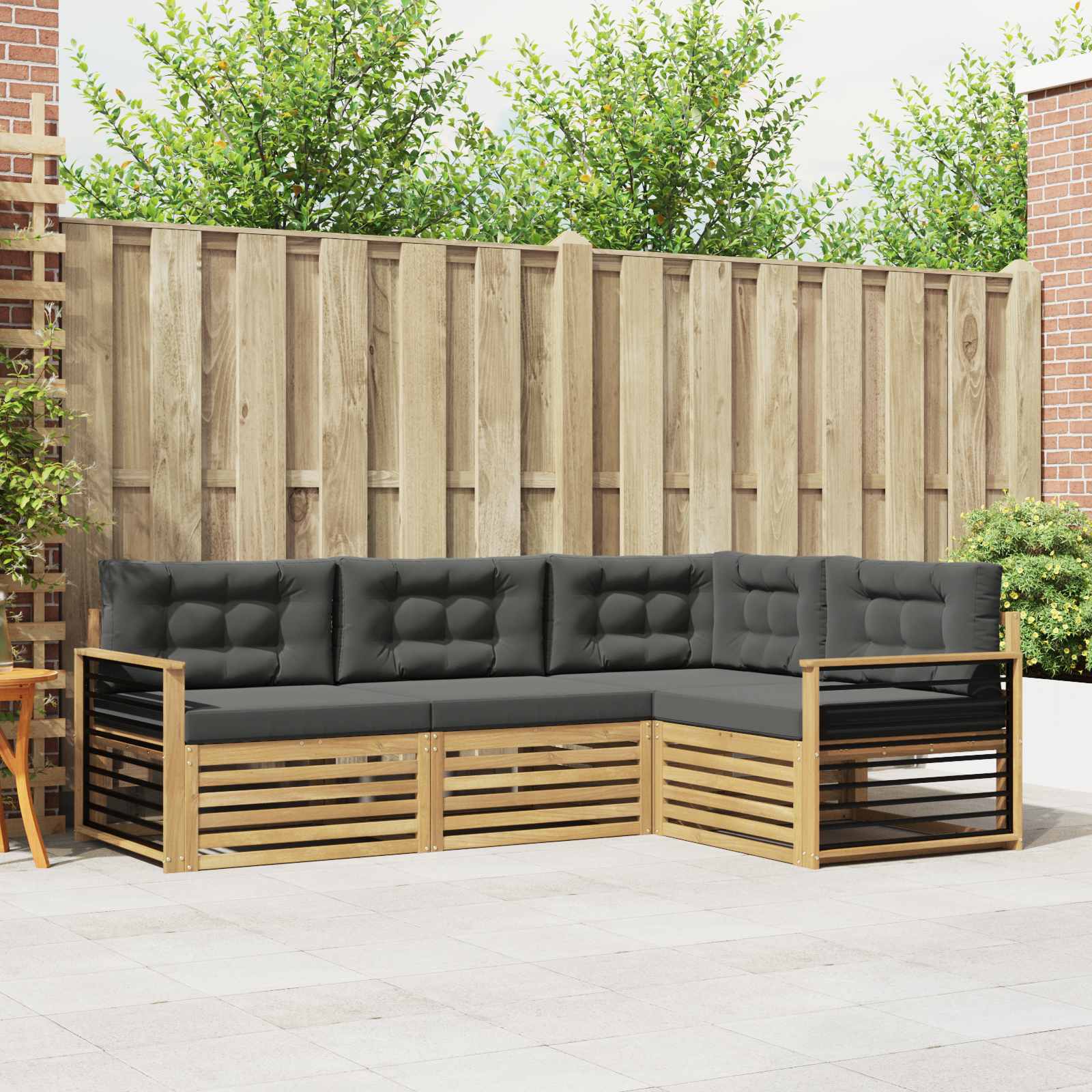 vidaXL Buiten bankenset 4 pcs Naturel