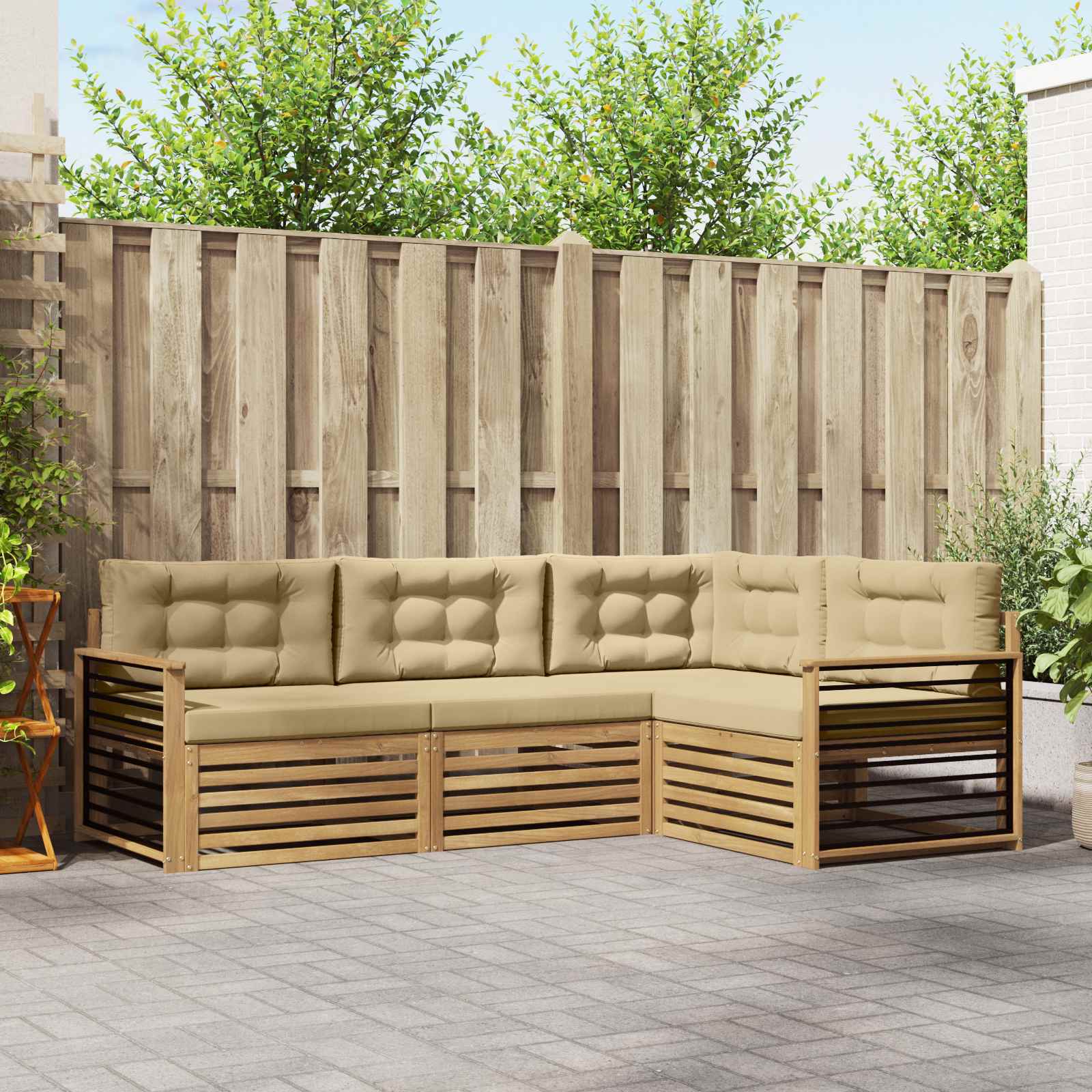 vidaXL Buiten bankenset 4 pcs Naturel