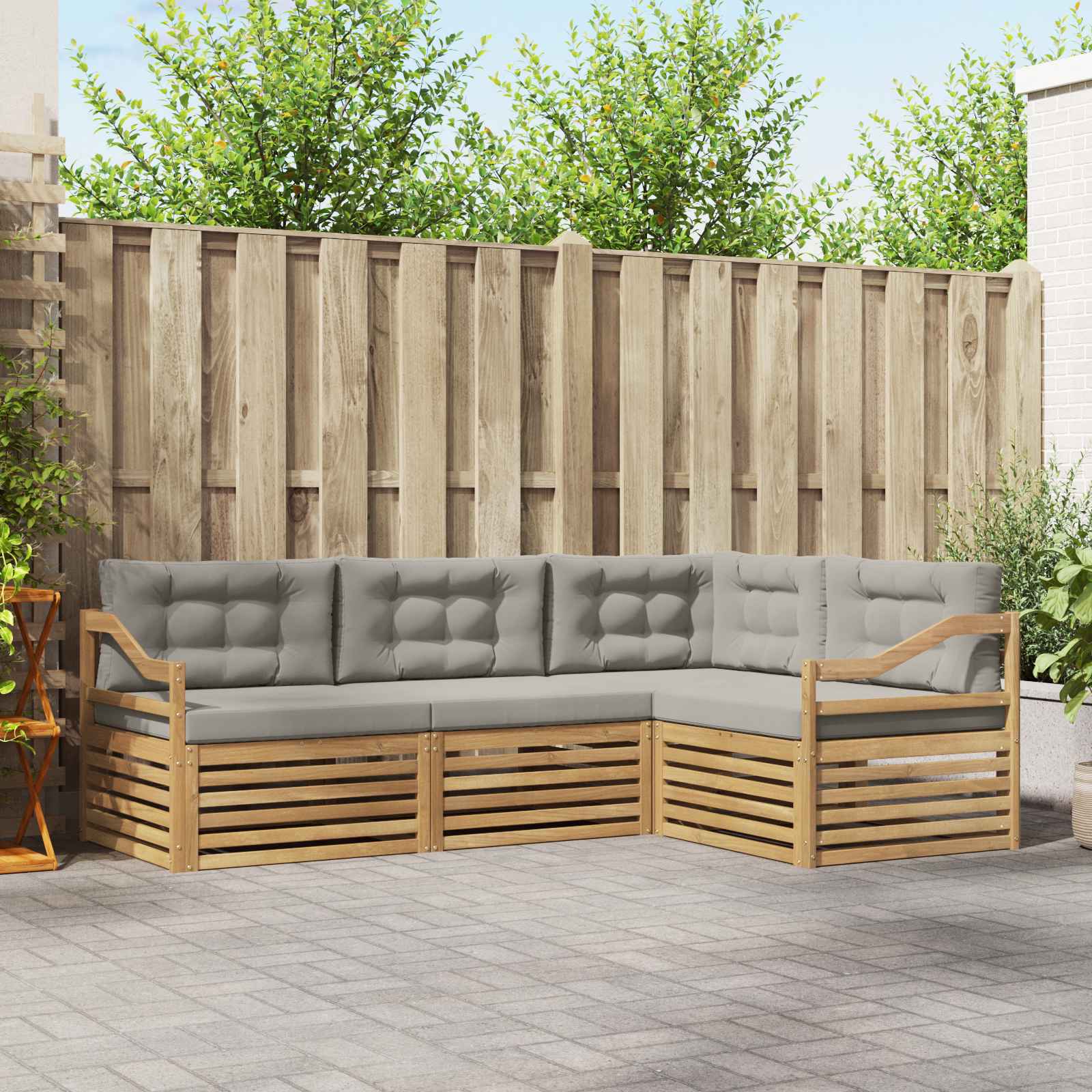 vidaXL Buiten bankenset 4 pcs Naturel