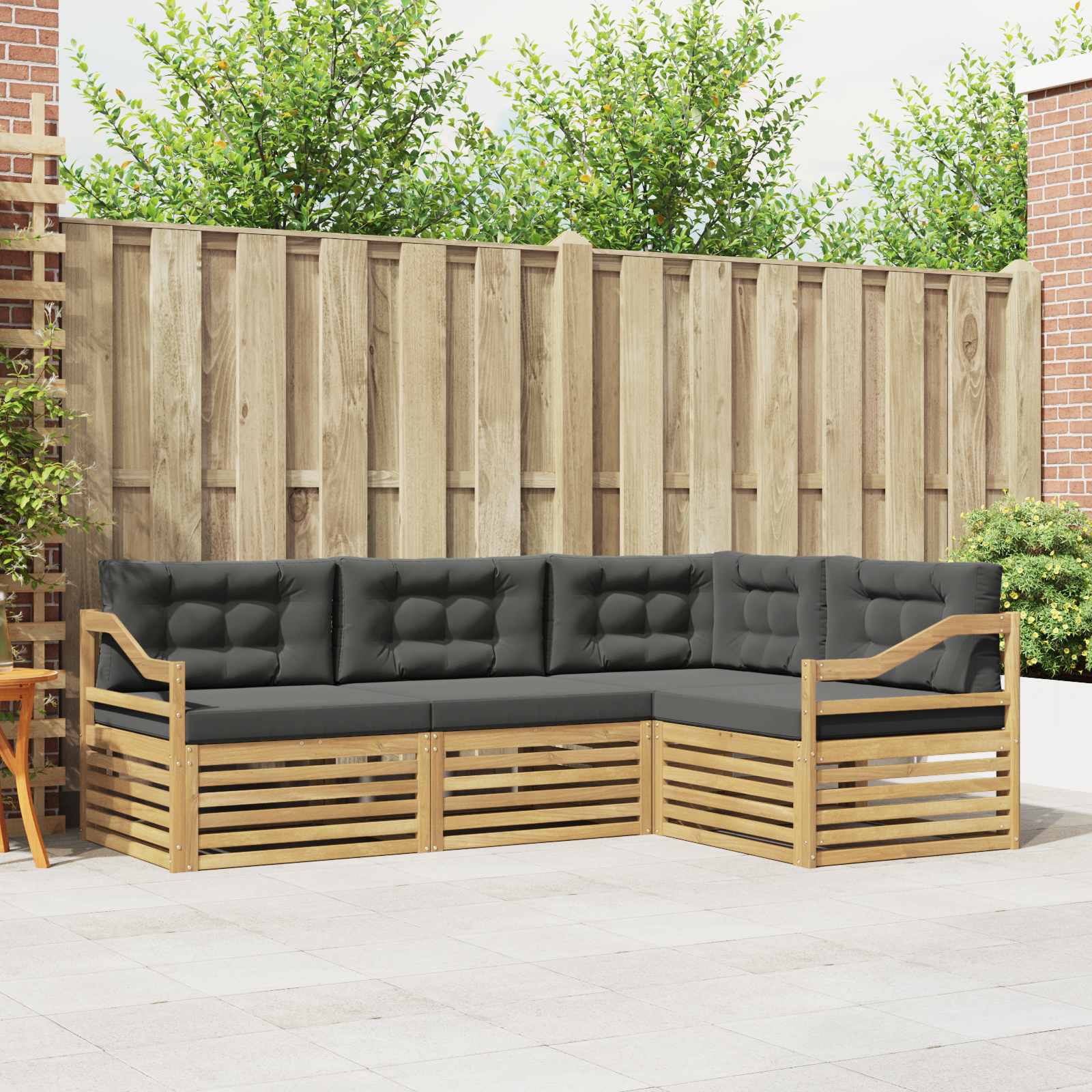 vidaXL Buiten bankenset 4 pcs Naturel