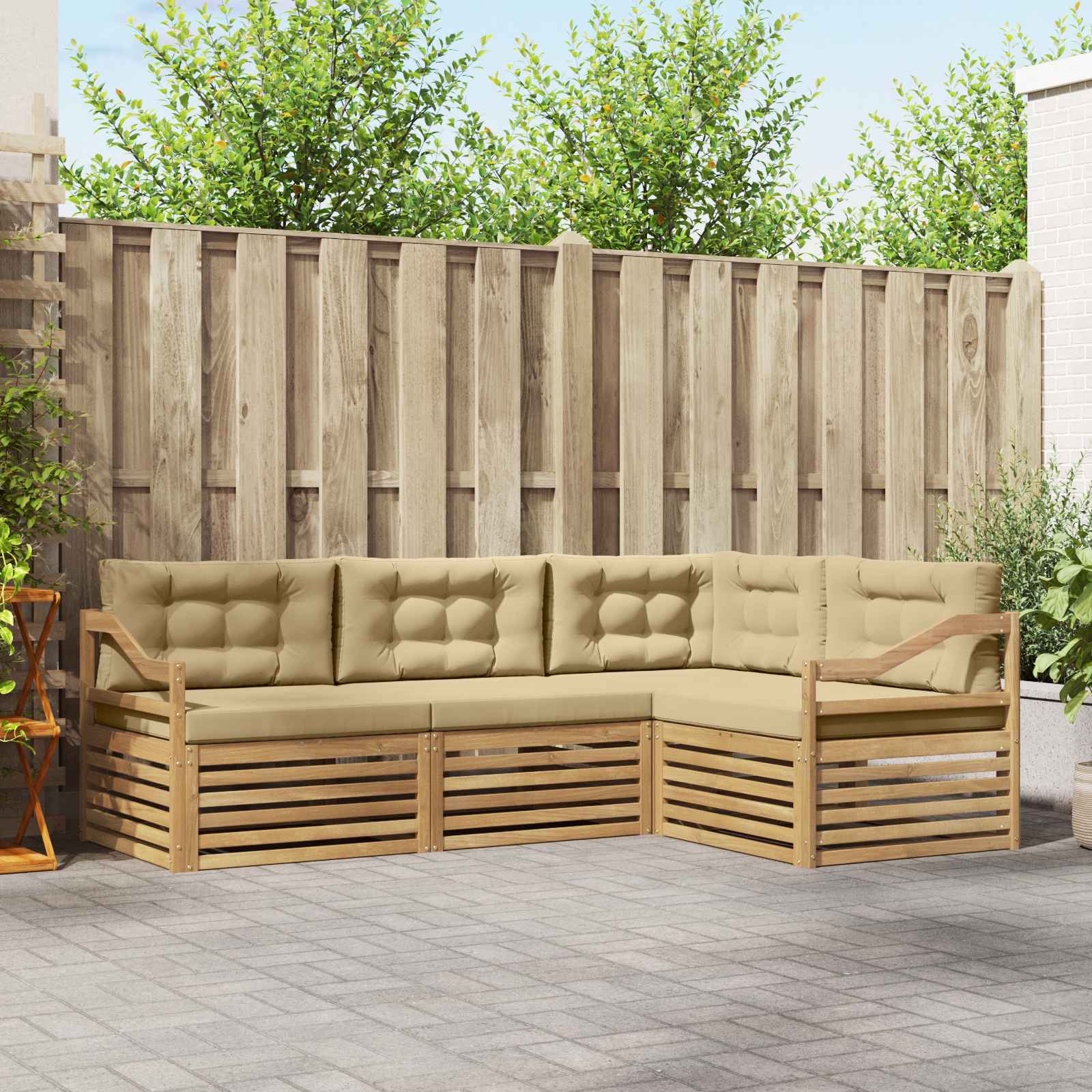 vidaXL Buiten bankenset 4 pcs Naturel