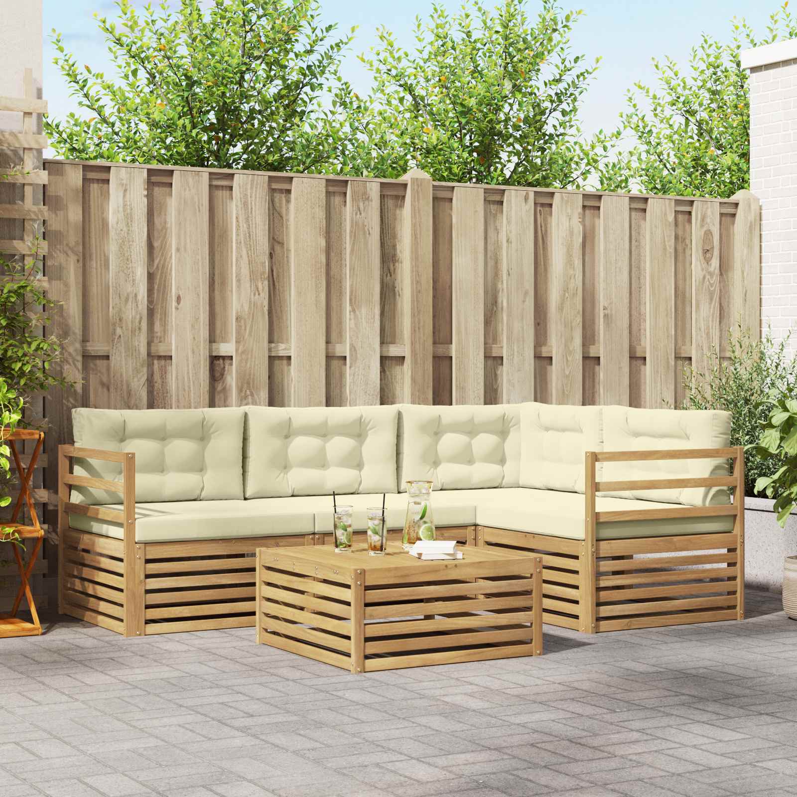 vidaXL Buiten bankenset 5 pcs Naturel Massief Acaciahout