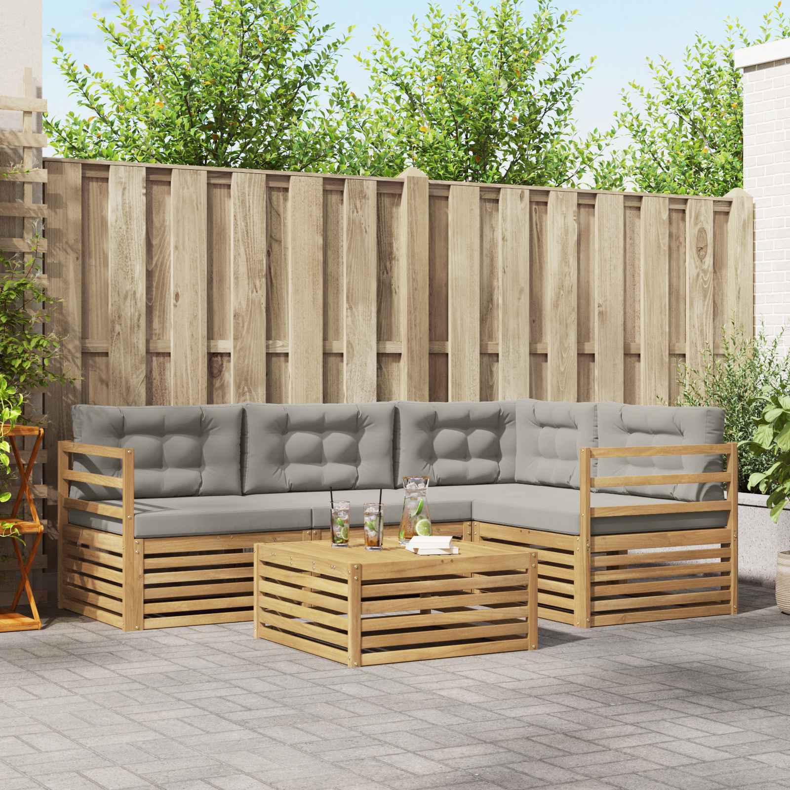 vidaXL Buiten bankenset 5 pcs Naturel Massief Acaciahout