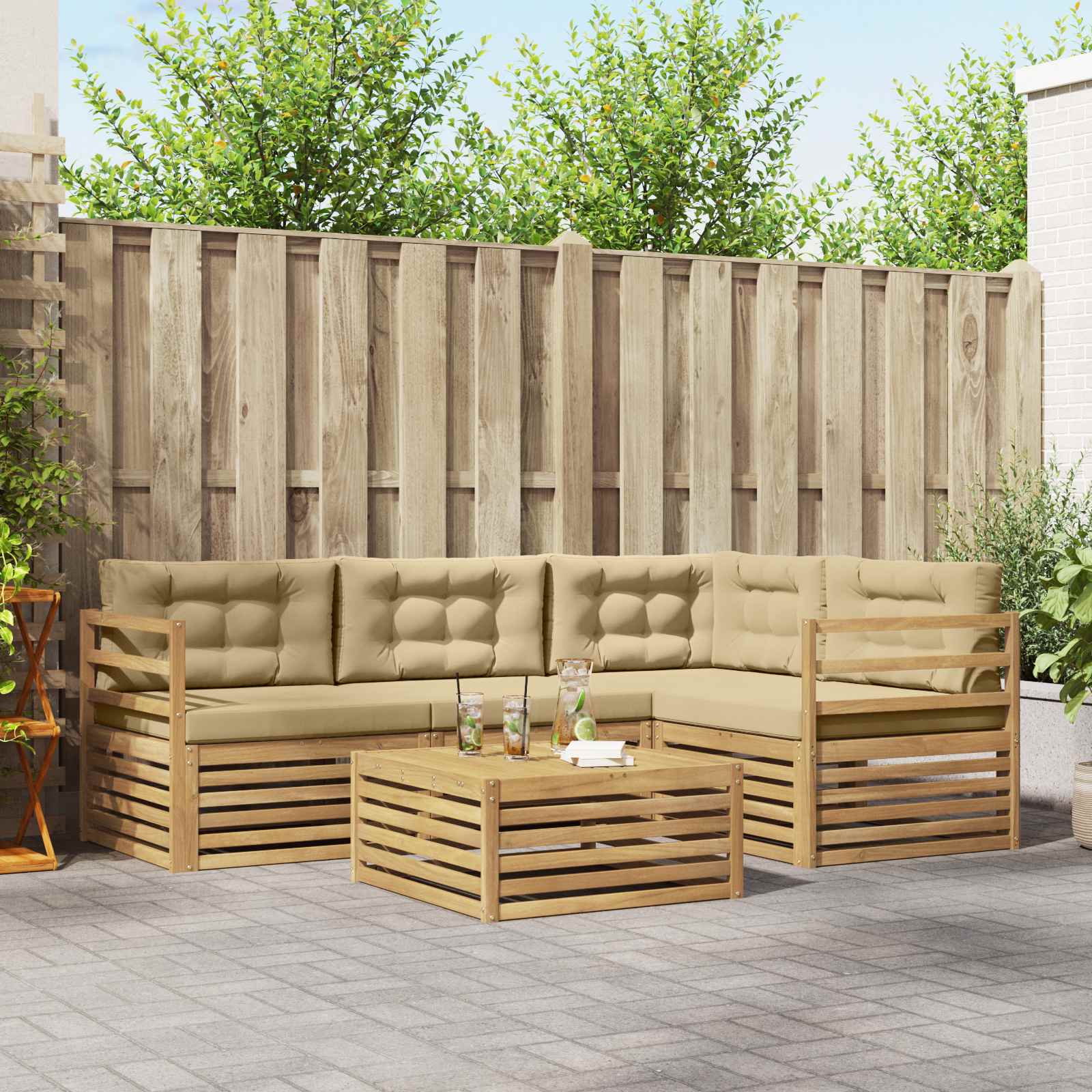 vidaXL Buiten bankenset 5 pcs Naturel Massief Acaciahout