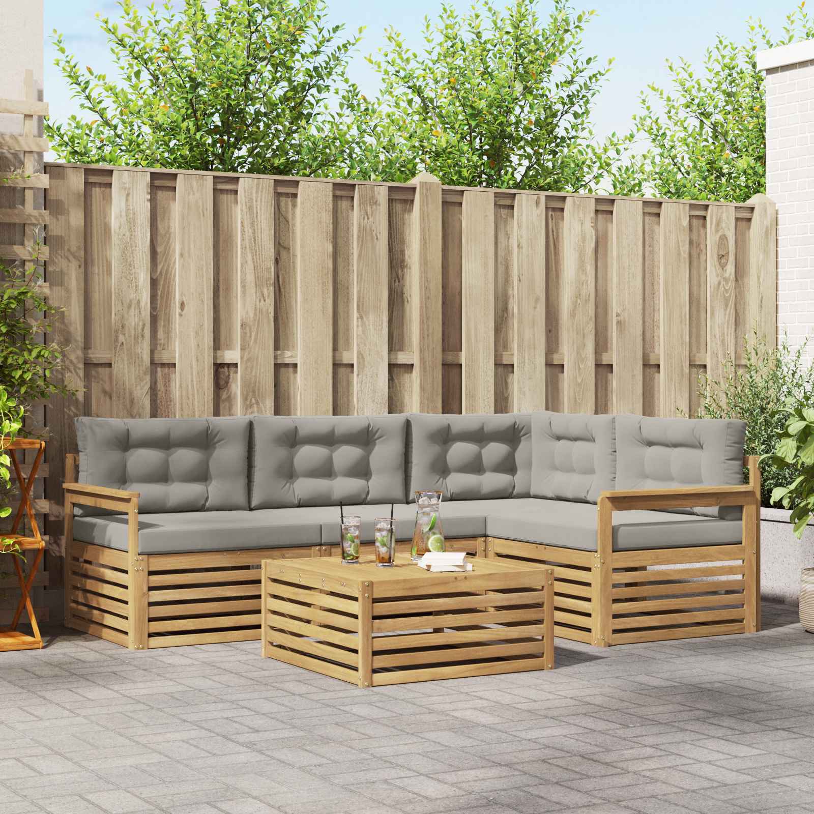 vidaXL Buiten bankenset 5 pcs Naturel Massief Acaciahout