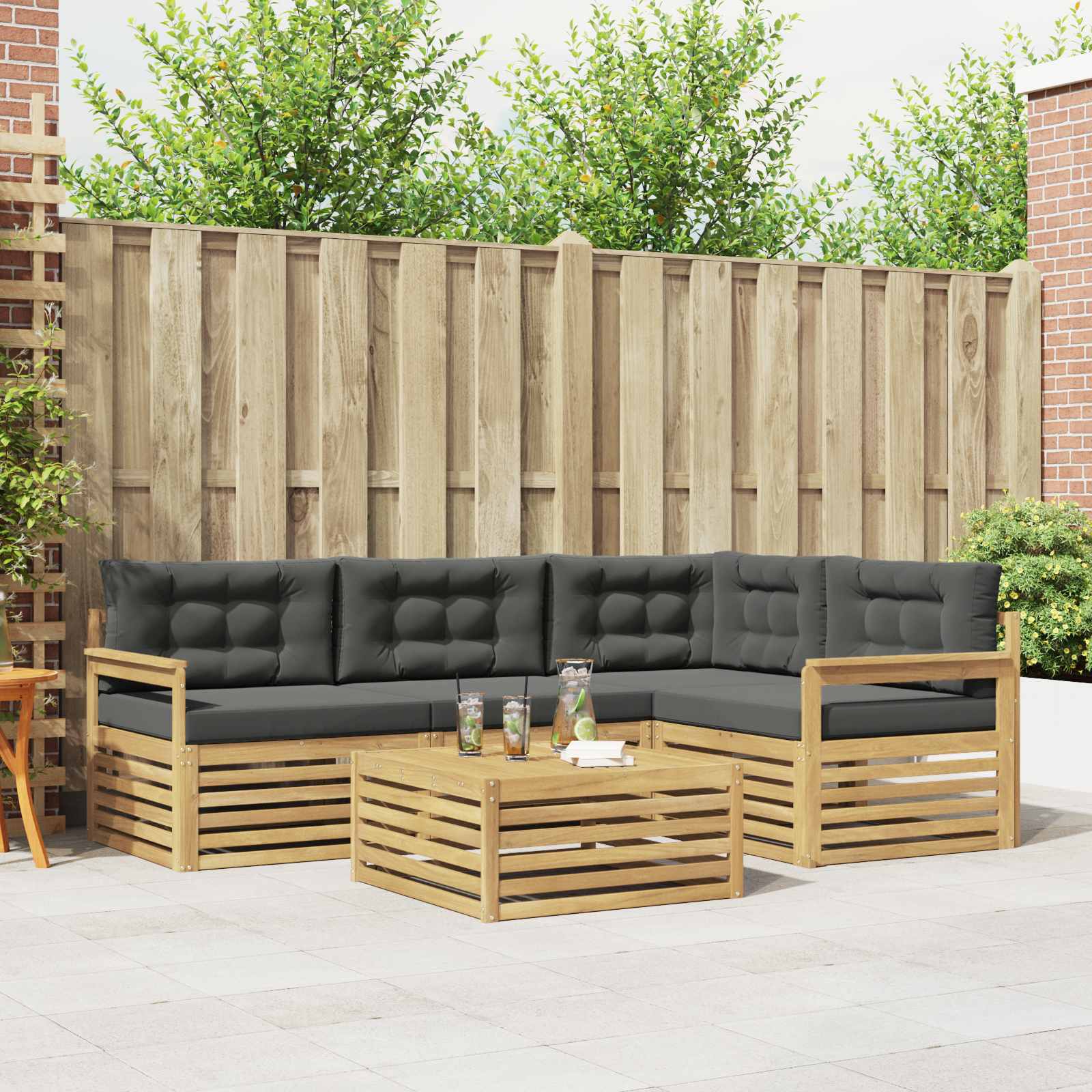 vidaXL Buiten bankenset 5 pcs Naturel Massief Acaciahout