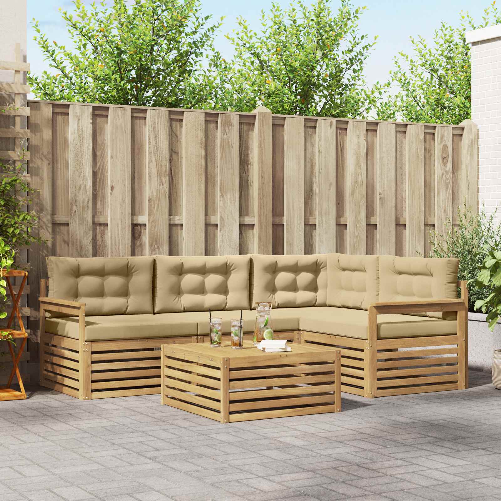 vidaXL Buiten bankenset 5 pcs Naturel Massief Acaciahout