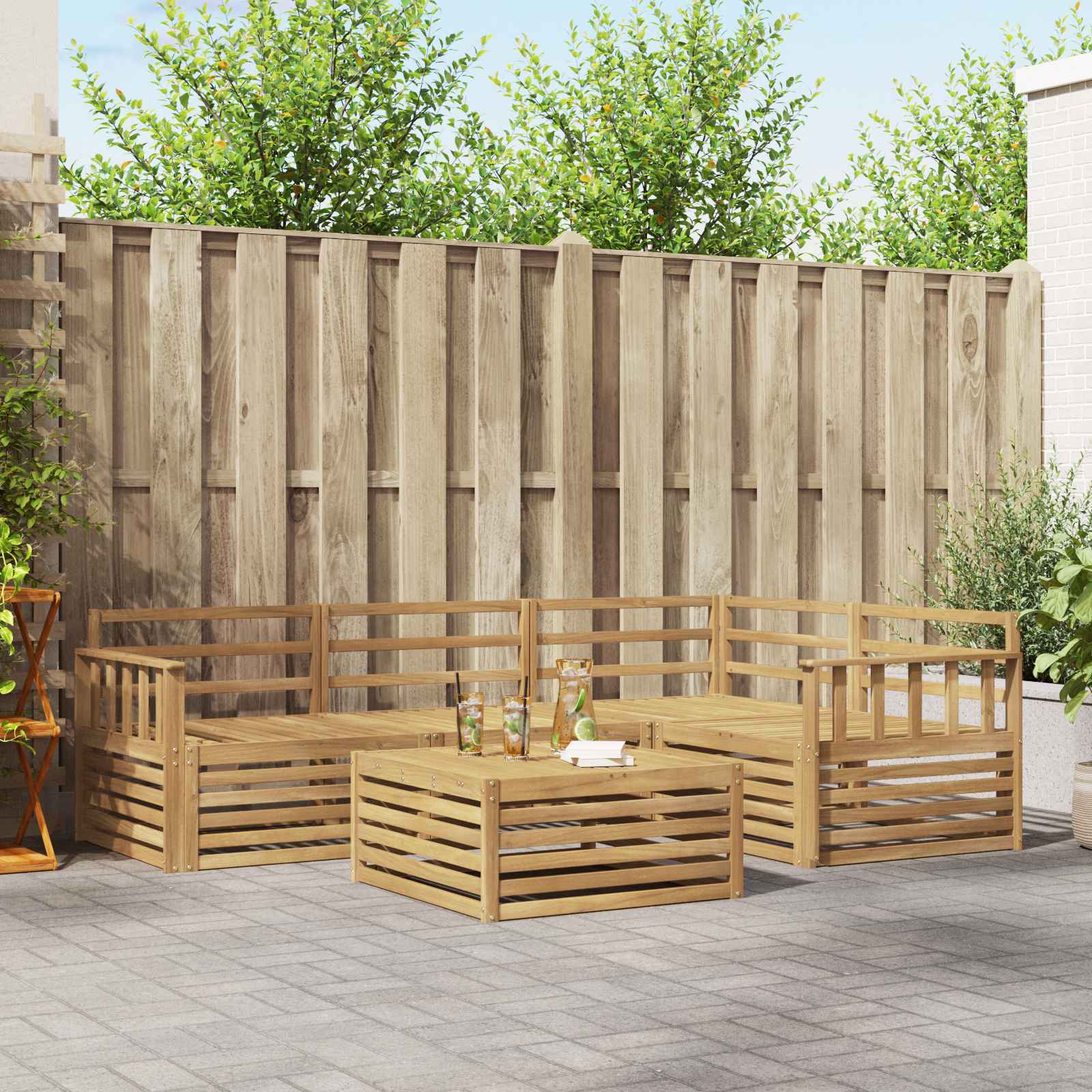 vidaXL Buiten bankenset 5 pcs Naturel Massief Acaciahout