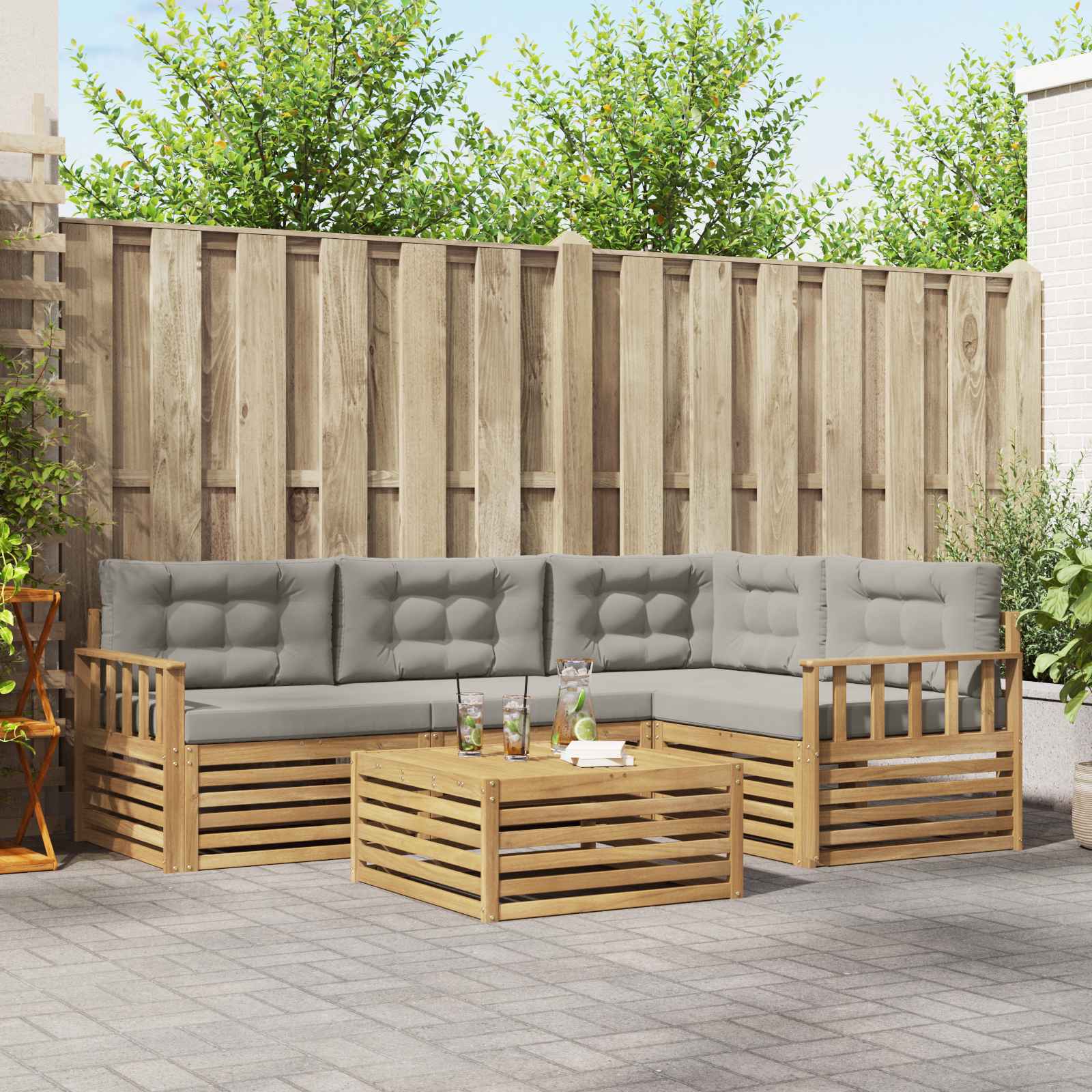 vidaXL Buiten bankenset 5 pcs Naturel Massief Acaciahout