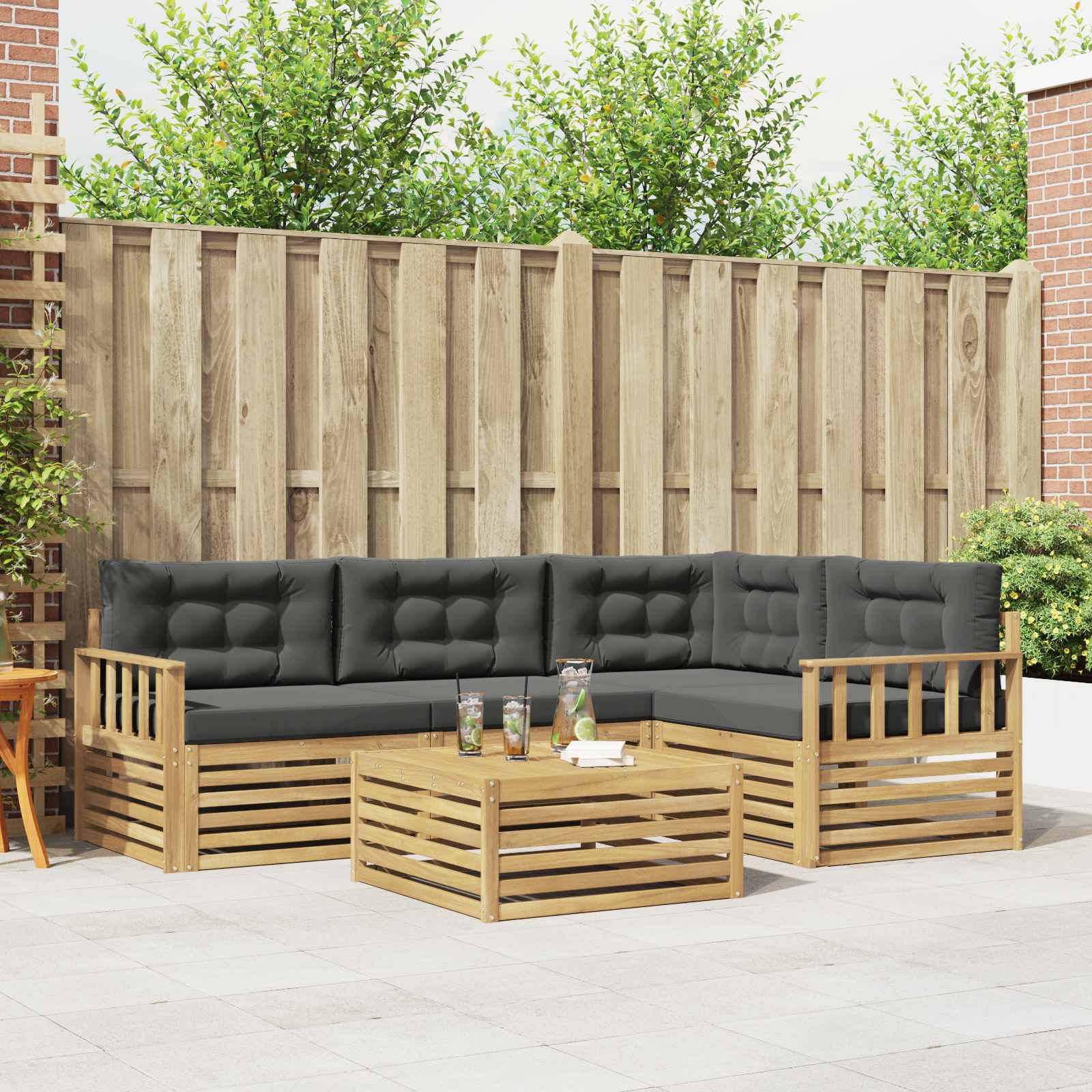 vidaXL Buiten bankenset 5 pcs Naturel Massief Acaciahout