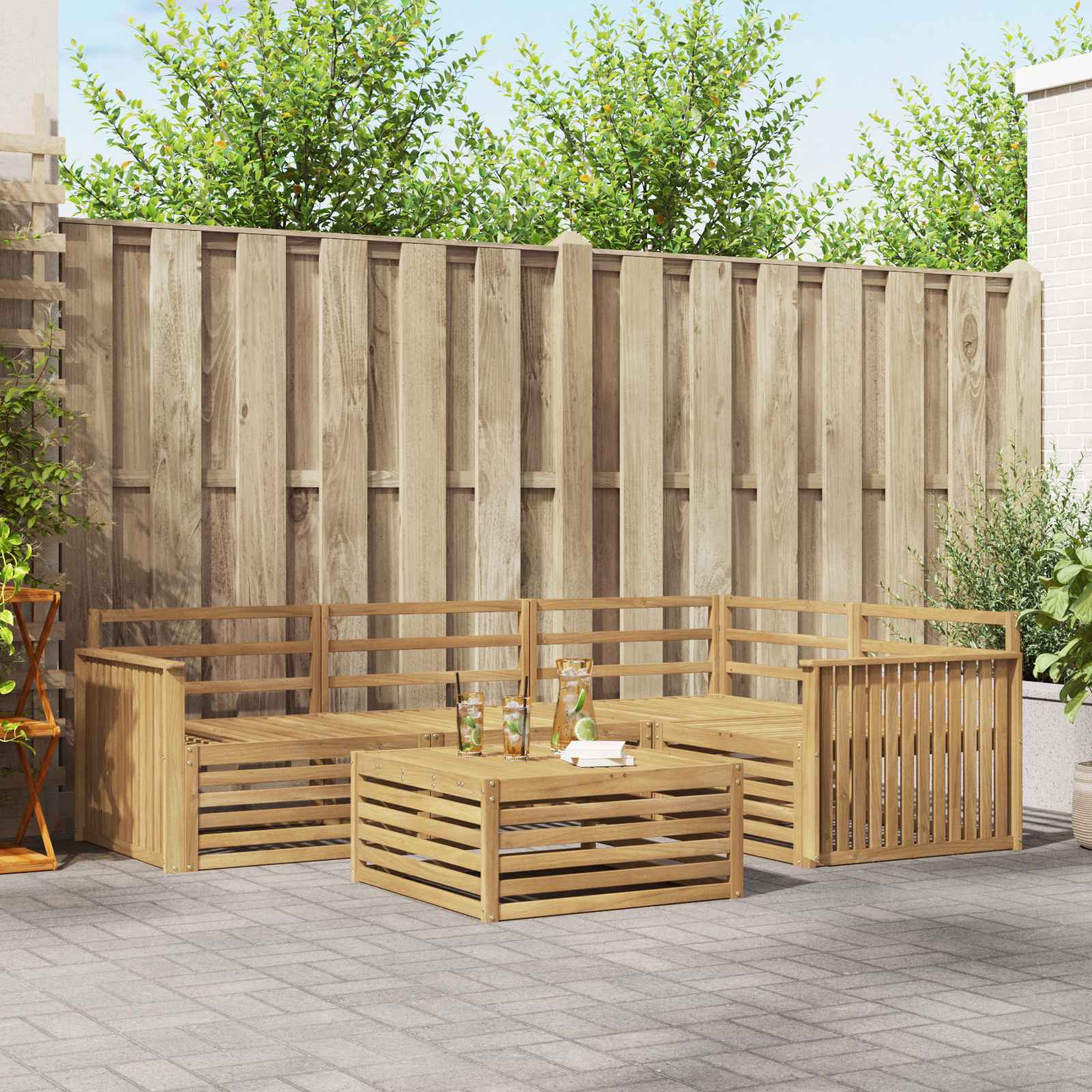 vidaXL Buiten bankenset 5 pcs Naturel Massief Acaciahout