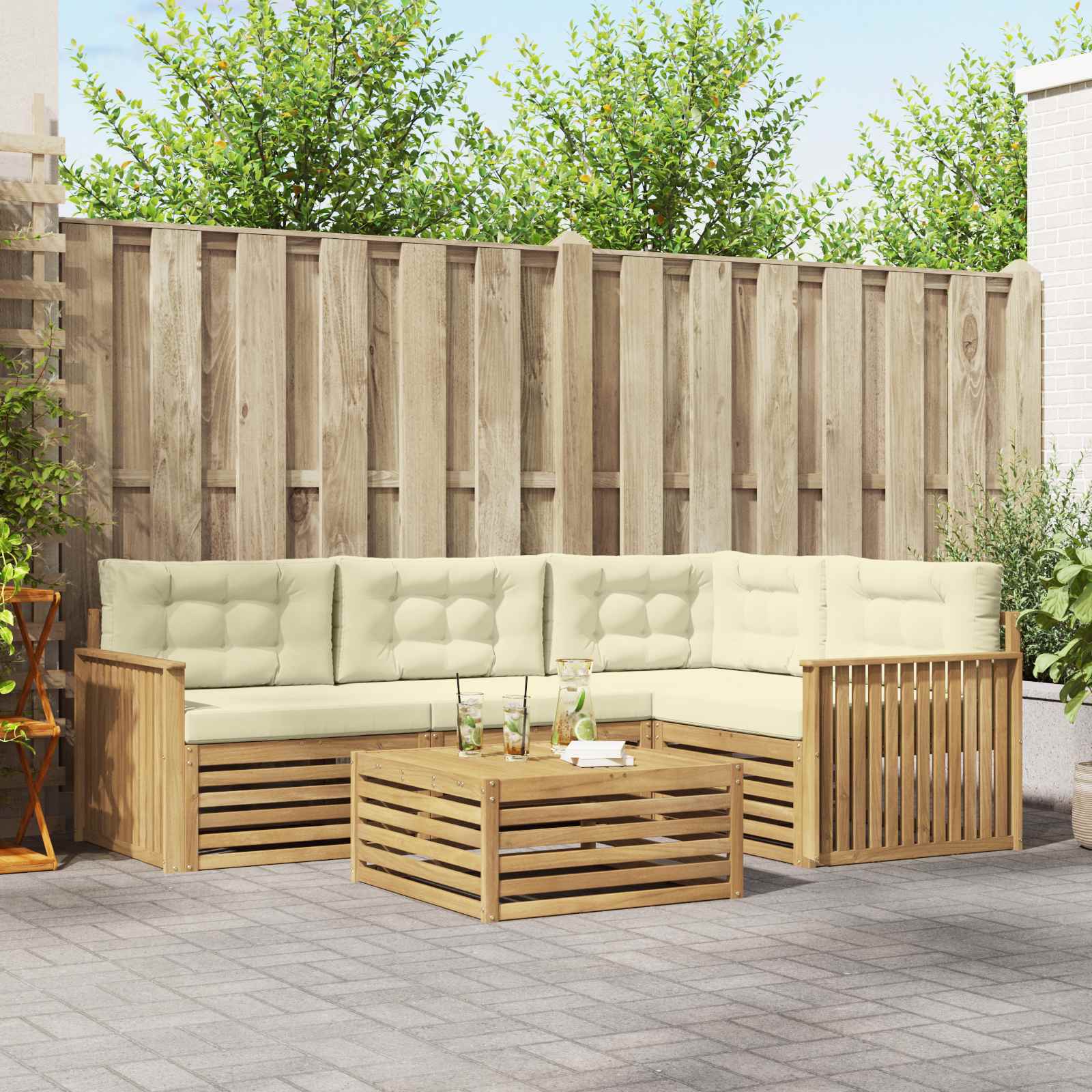 vidaXL Buiten bankenset 5 pcs Naturel Massief Acaciahout