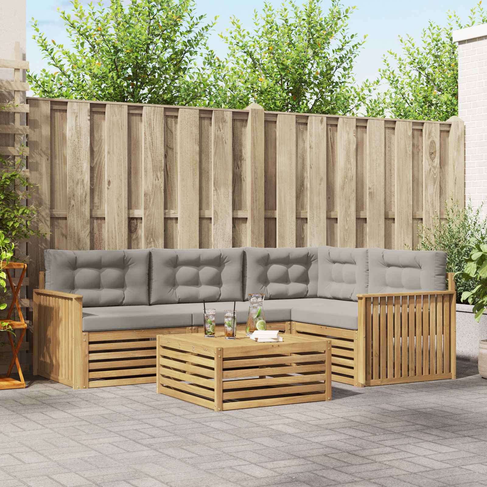 vidaXL Buiten bankenset 5 pcs Naturel Massief Acaciahout