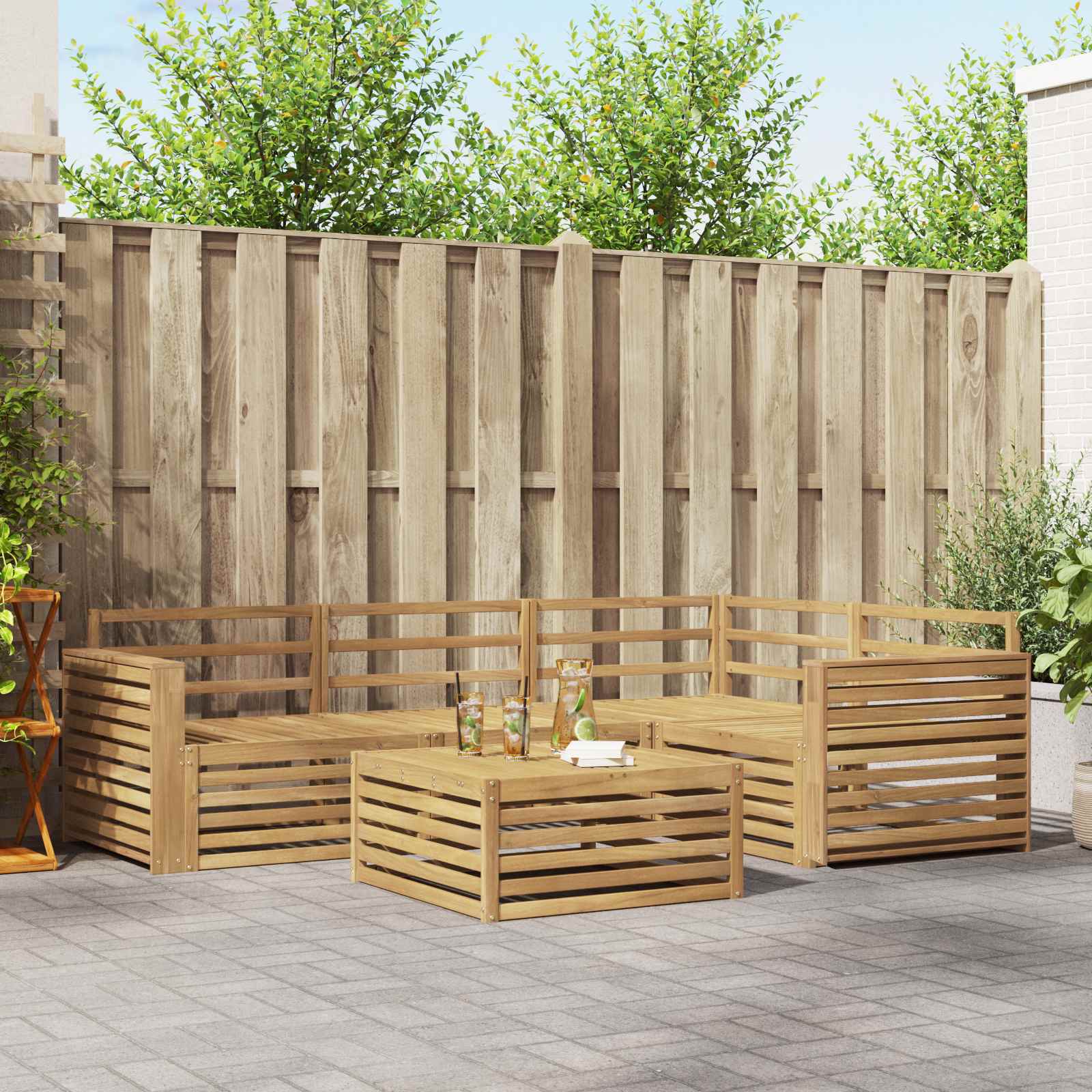 vidaXL Buiten bankenset 5 pcs Naturel Massief Acaciahout