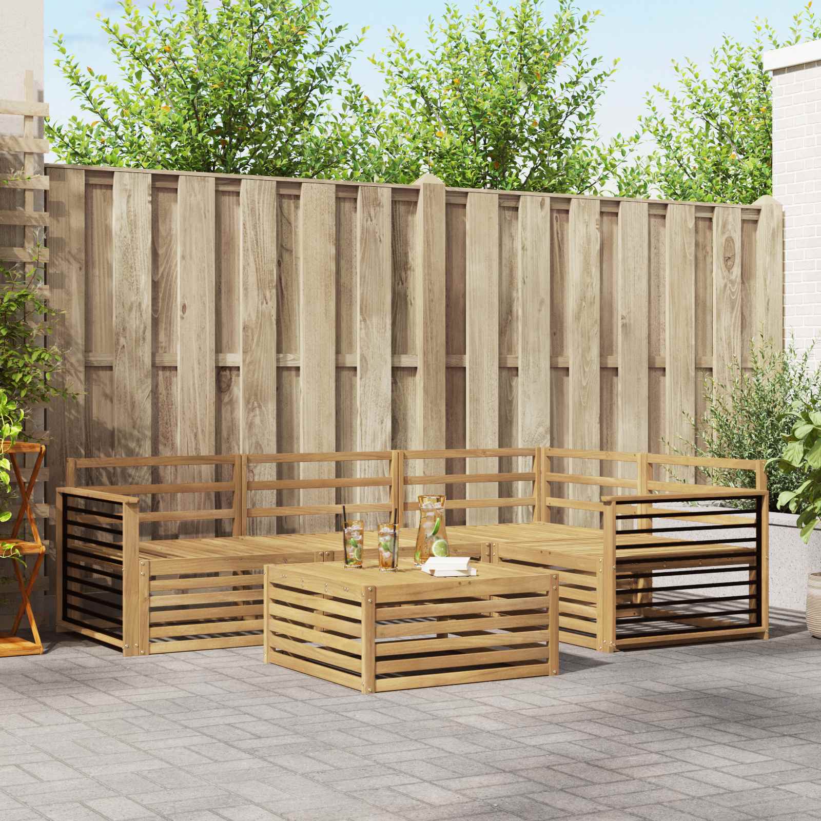 vidaXL Buiten bankenset 5 pcs Naturel Massief Acaciahout