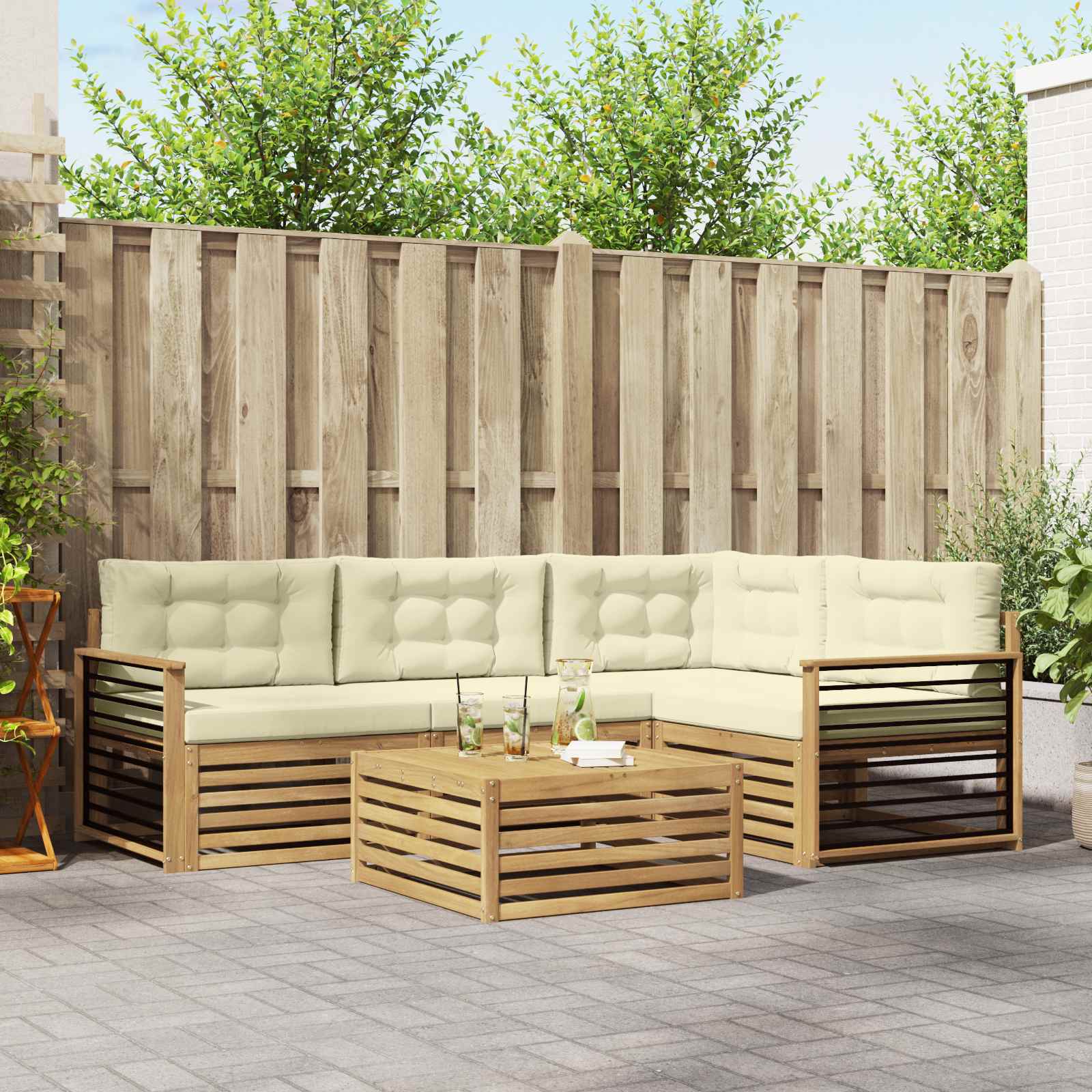 vidaXL Buiten bankenset 5 pcs Naturel Massief Acaciahout